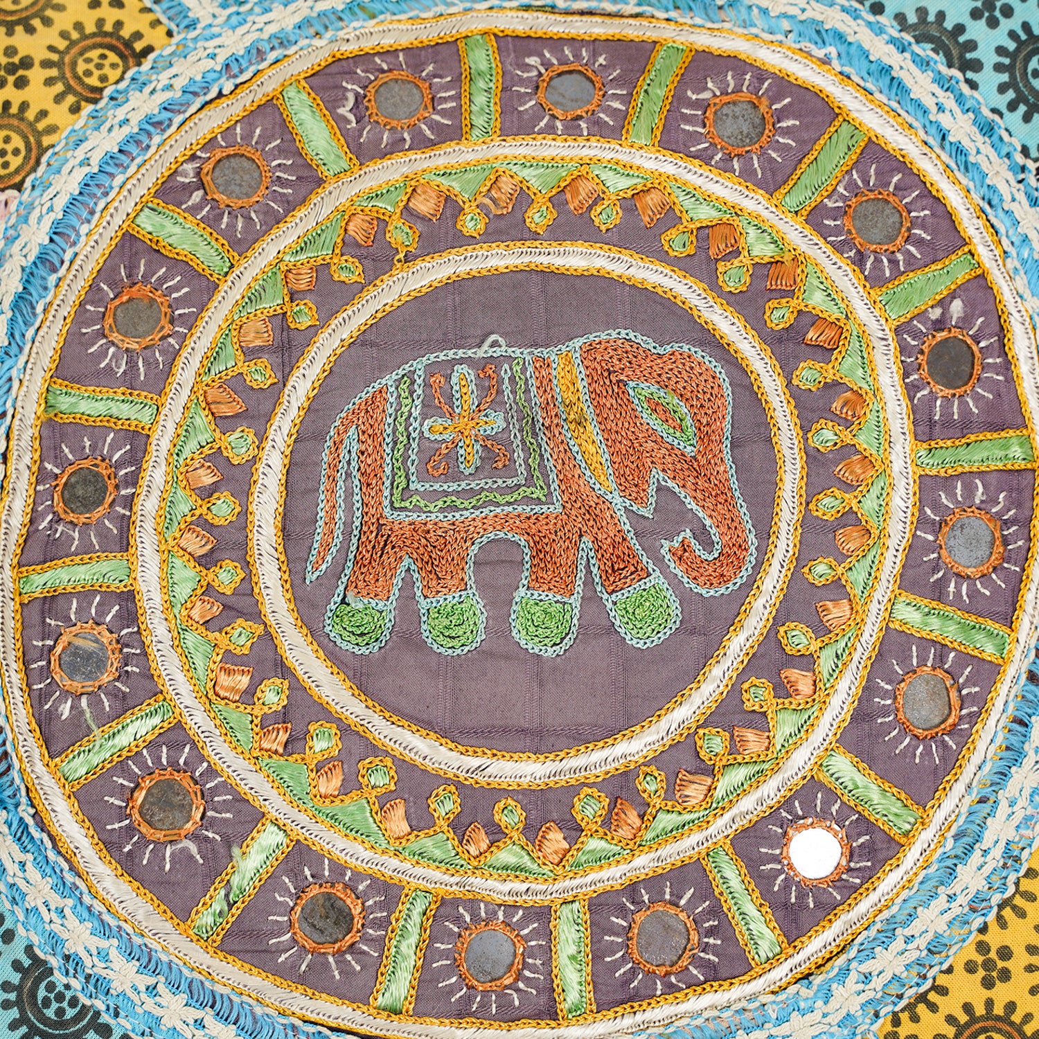 TWO VINTAGE RAJASTHANI EMBROIDERY CUSHION COVER 21" x 21"- 17" x 17"