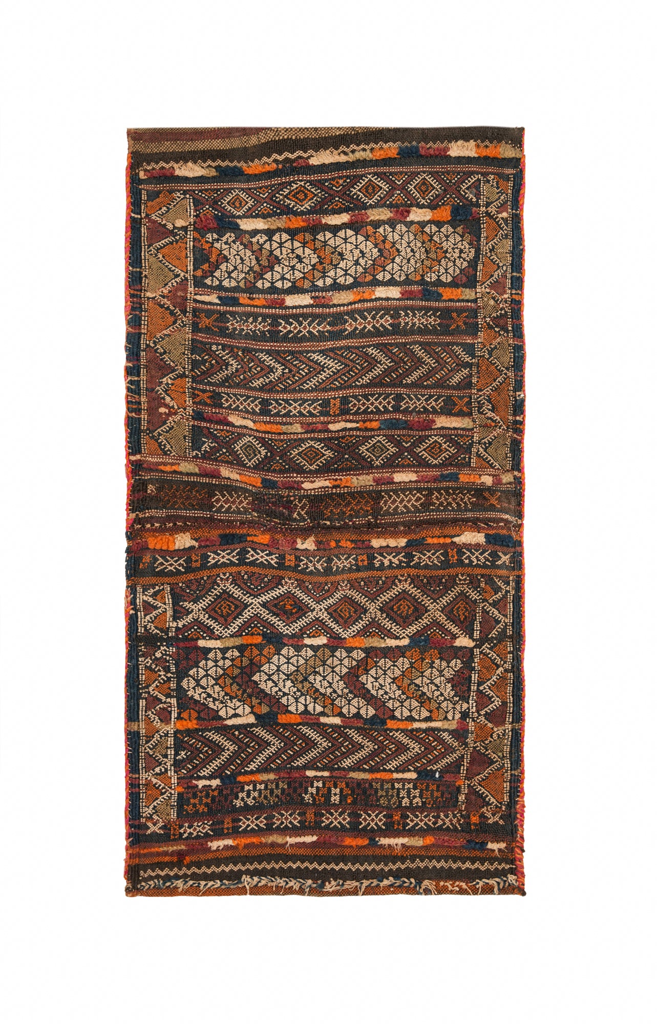 Antique Moroccan Zaiane Kilim Saddlebag 2.4 x 1.2 ft