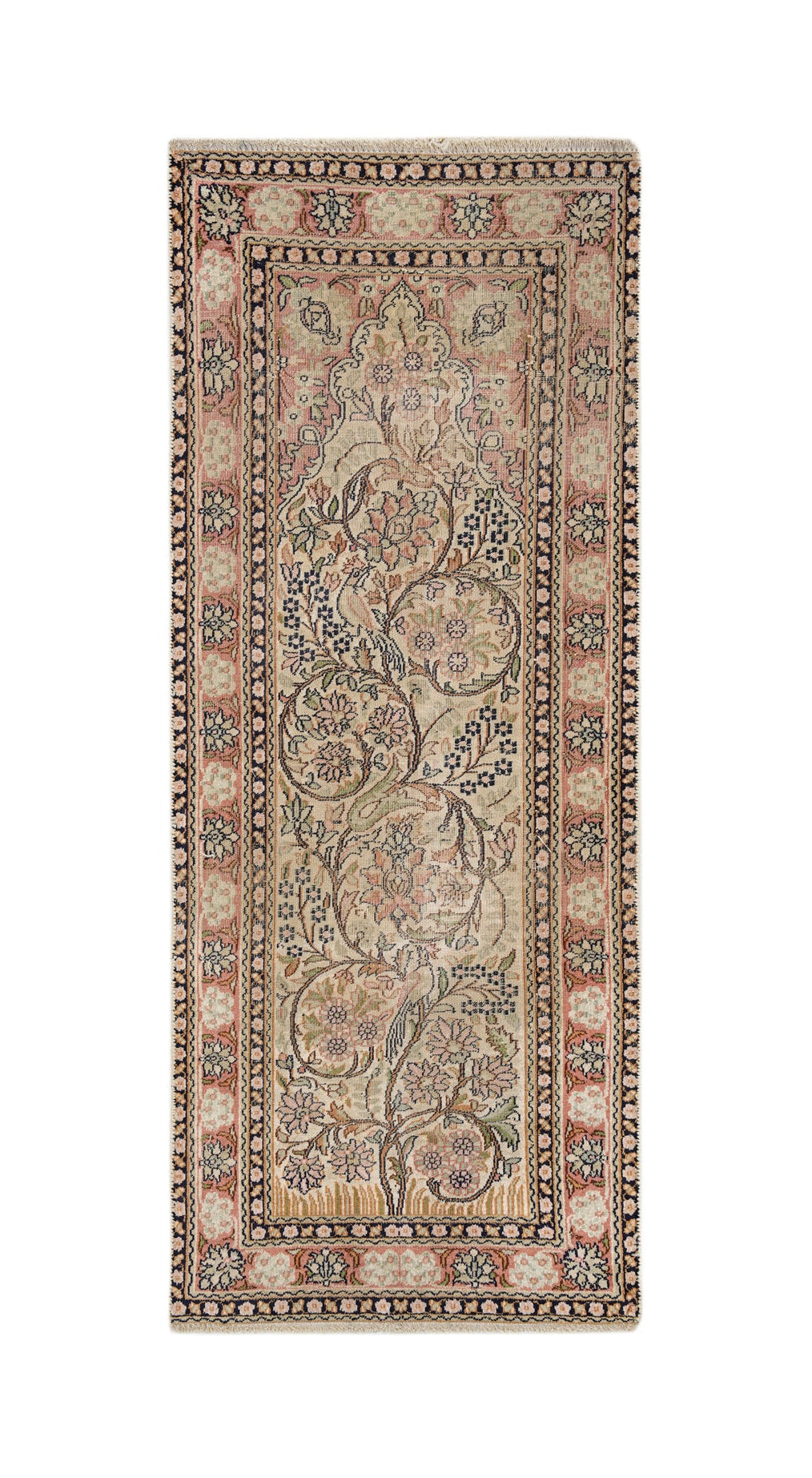 Vintage Kashmiri Silk Rug 5'2" x 2'2"