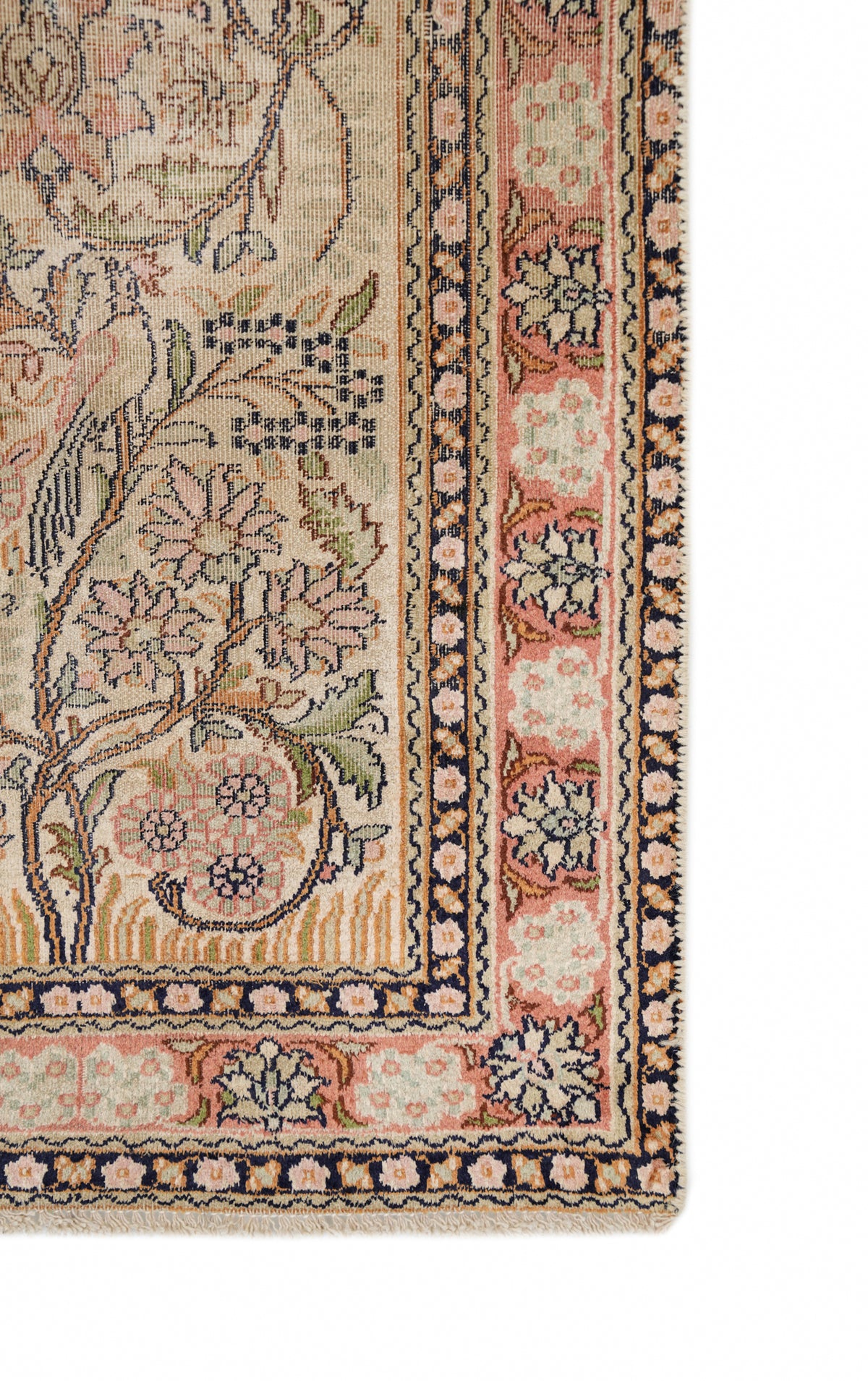 Vintage Kashmiri Silk Rug 5'2" x 2'2"