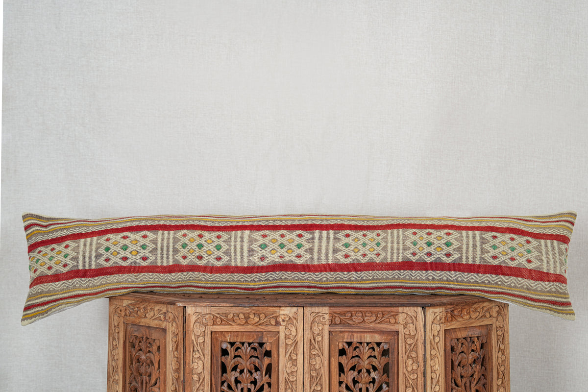 Vintage Moroccan Lumbar Cushion 3'9" X 9"