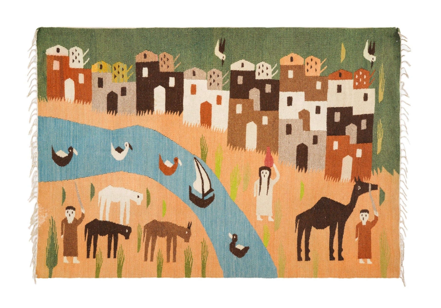 Vintage Egyptian Folk Kilim 4'10" x 3'4"