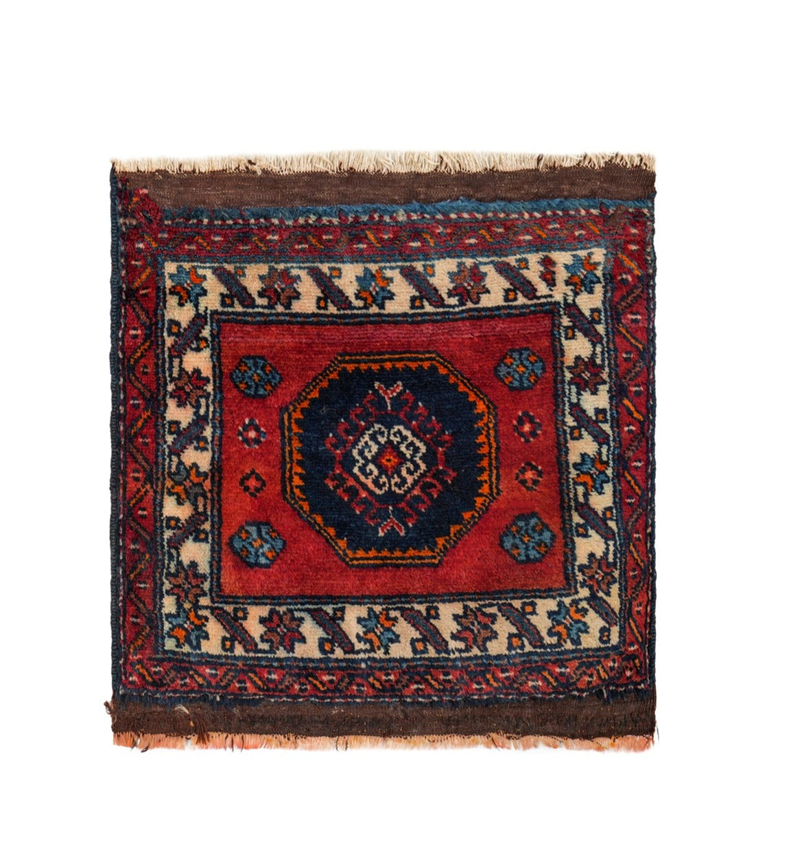 Vintage Turkish Ezine Bergama table Rug pair 17" x 15" each