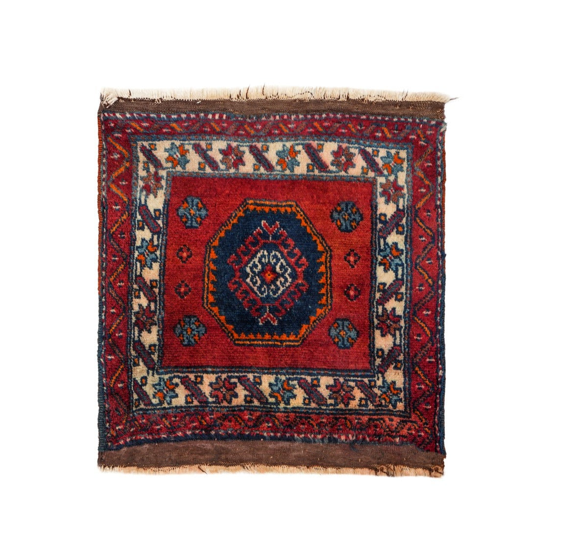 Vintage Turkish Ezine Bergama table Rug pair 17" x 15" each