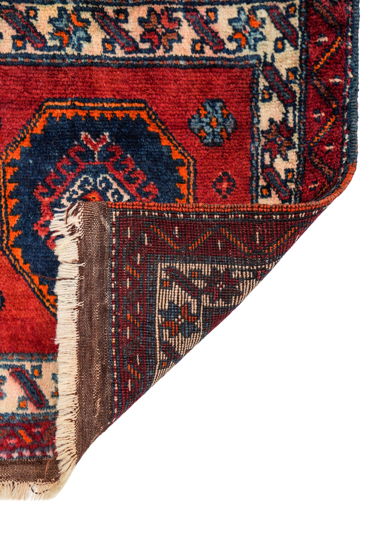 Vintage Turkish Ezine Bergama table Rug pair 17" x 15" each