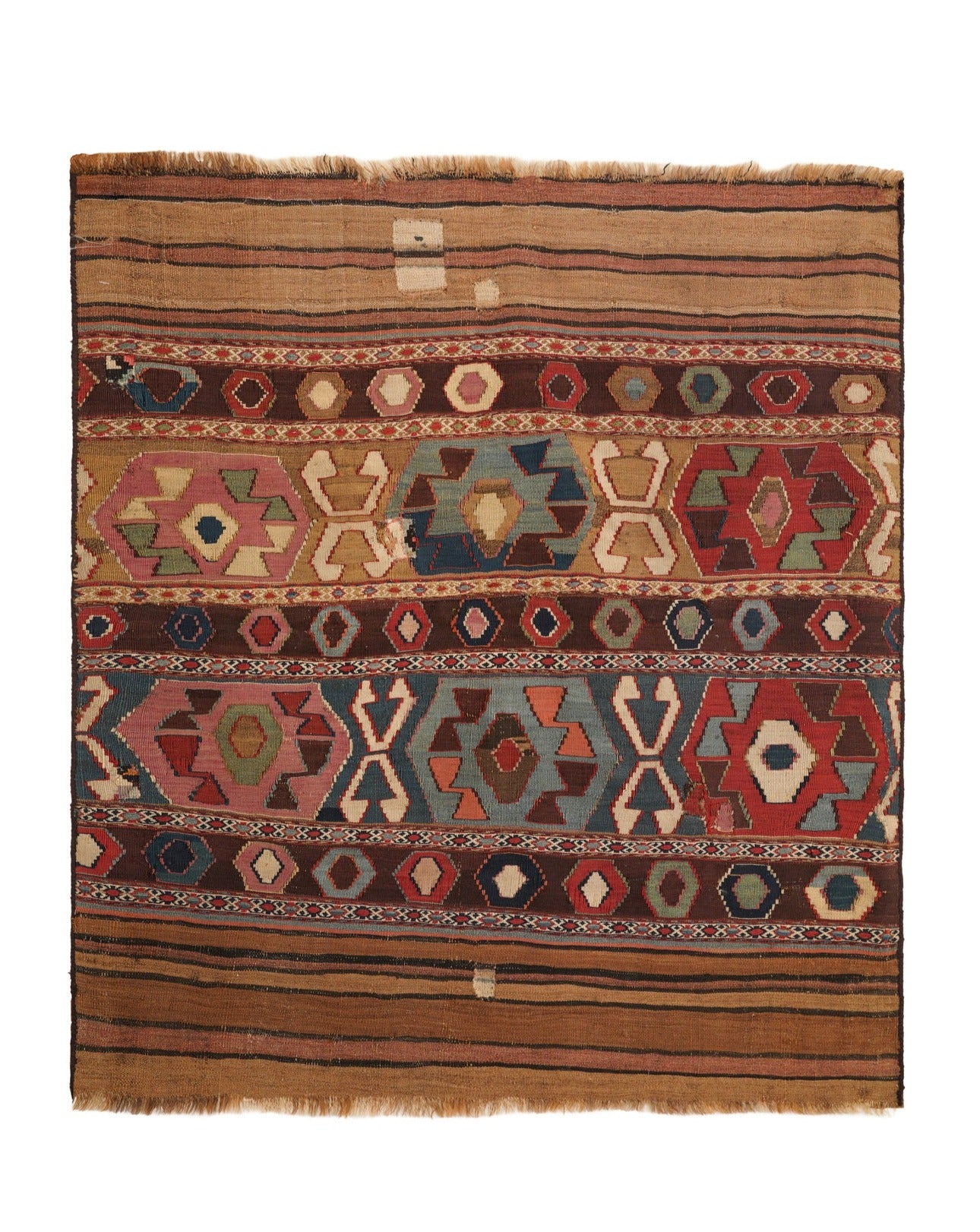 Antique South East Caucasian Kilim panel 3'8" x 3'3"
