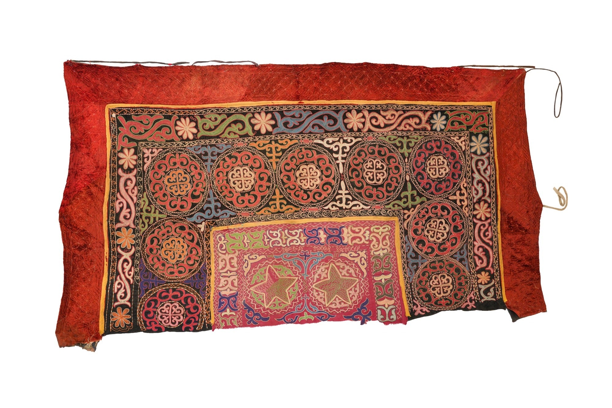 VINTAGE KAZAKHSTANI TUSH KYIZ EMBROIDERY 6'4" x 3'6"