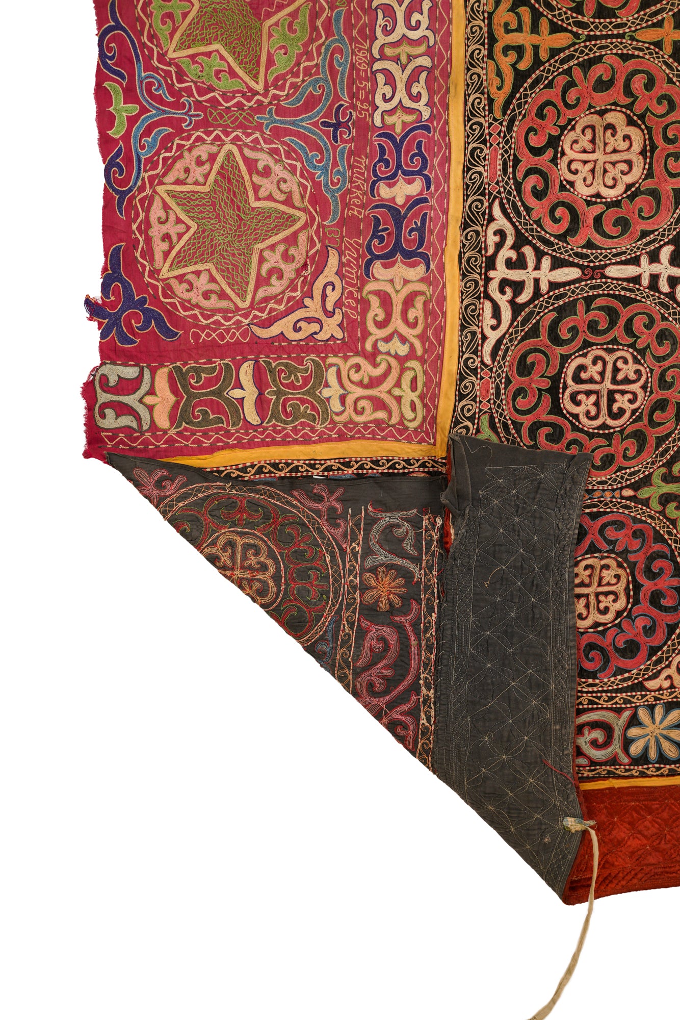 VINTAGE KAZAKHSTANI TUSH KYIZ EMBROIDERY 6'4" x 3'6"