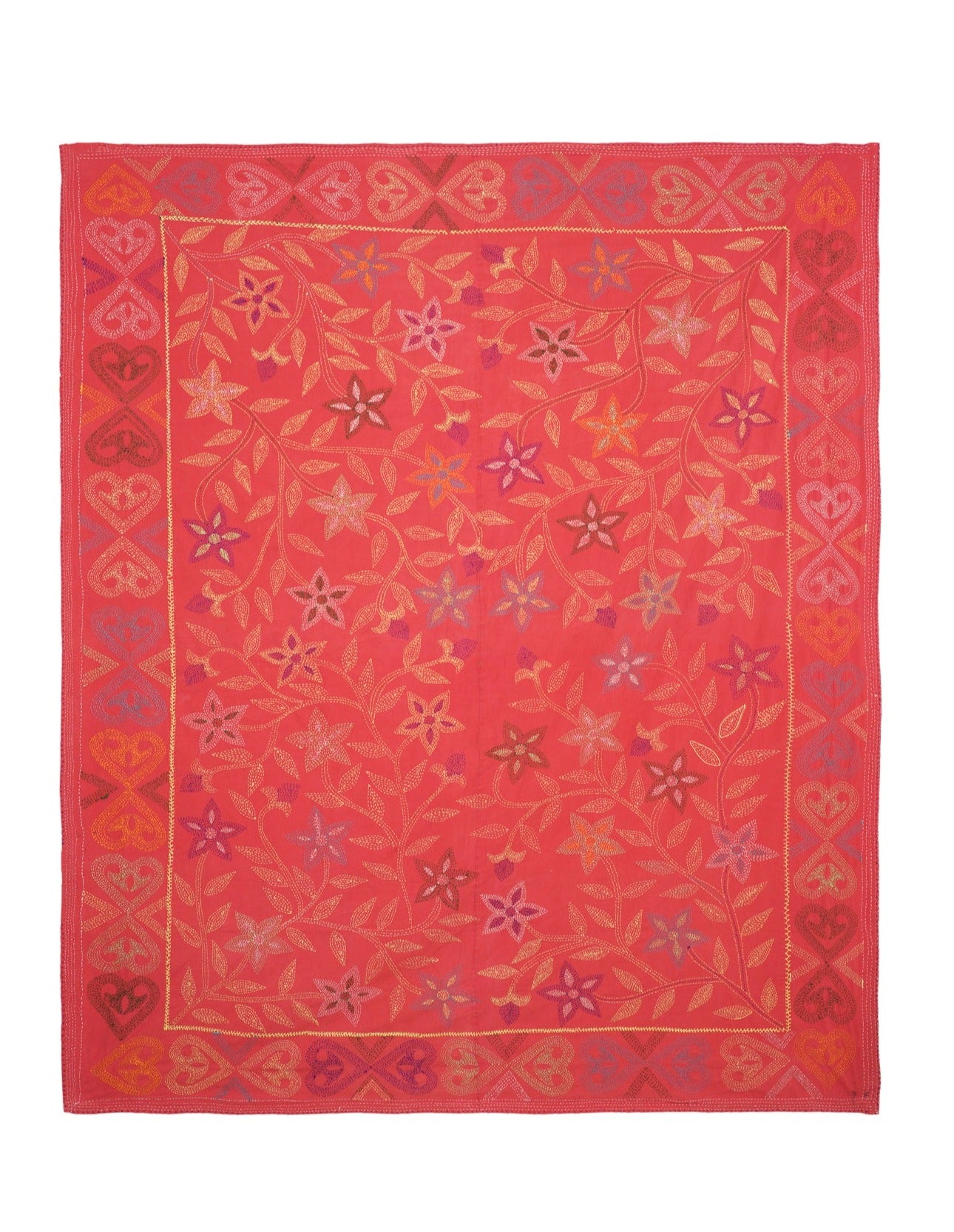 VINTAGE Indian Needle Embroidery 6'7" x 5'5"