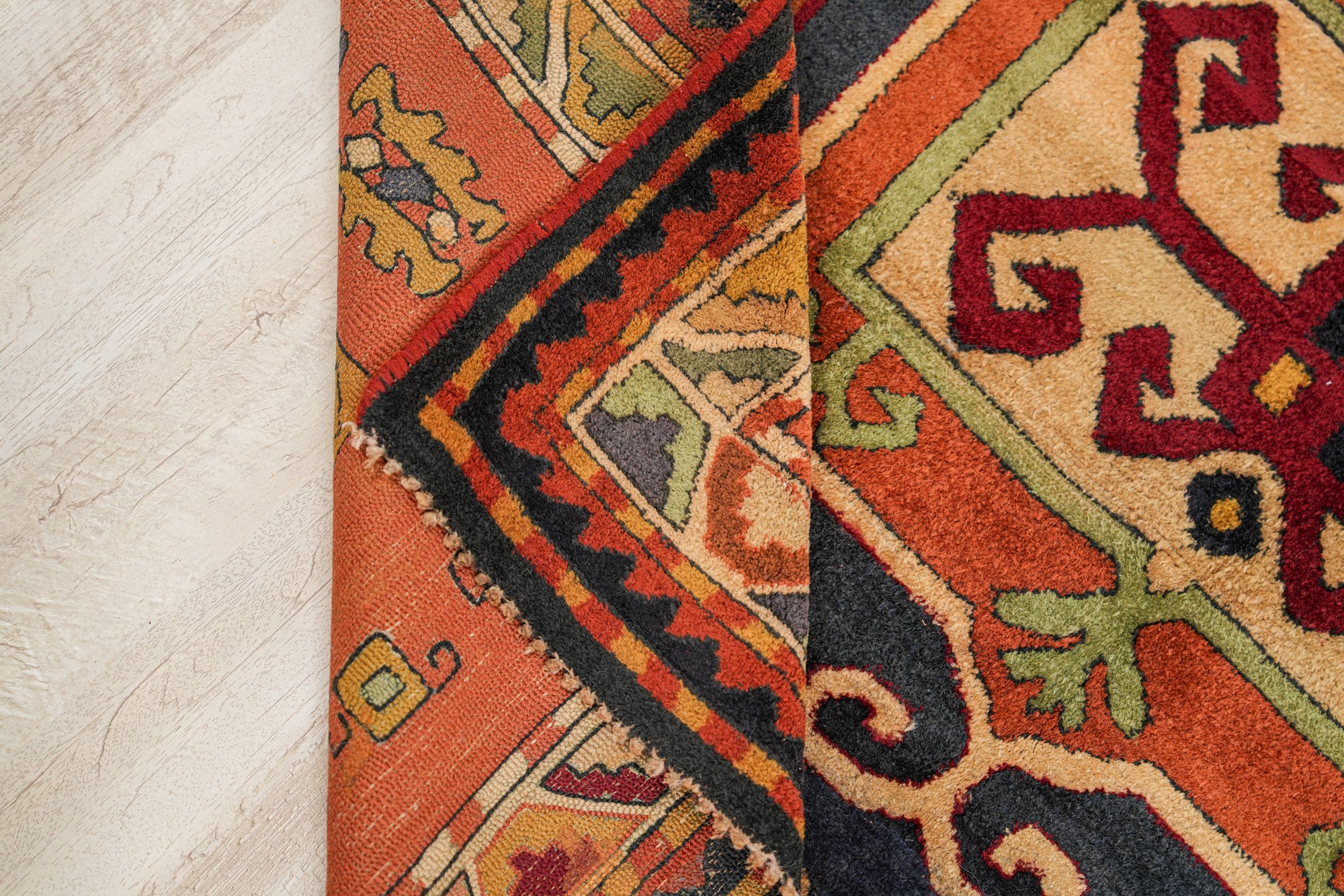 Antique German Hook Rug 4'10" x 4'2"