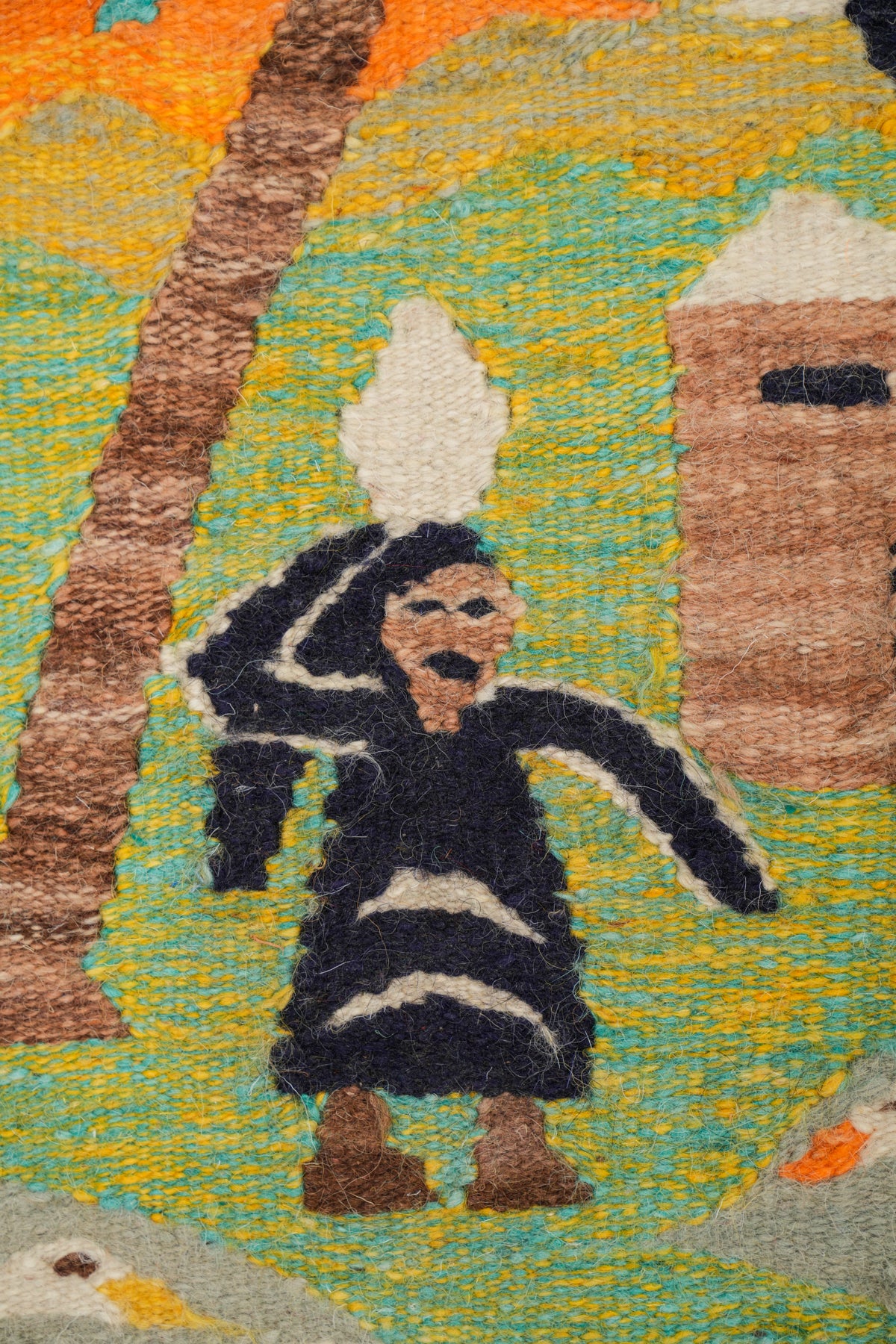 Vintage Egyptian folk Tapestry 1'6" x 1'3"