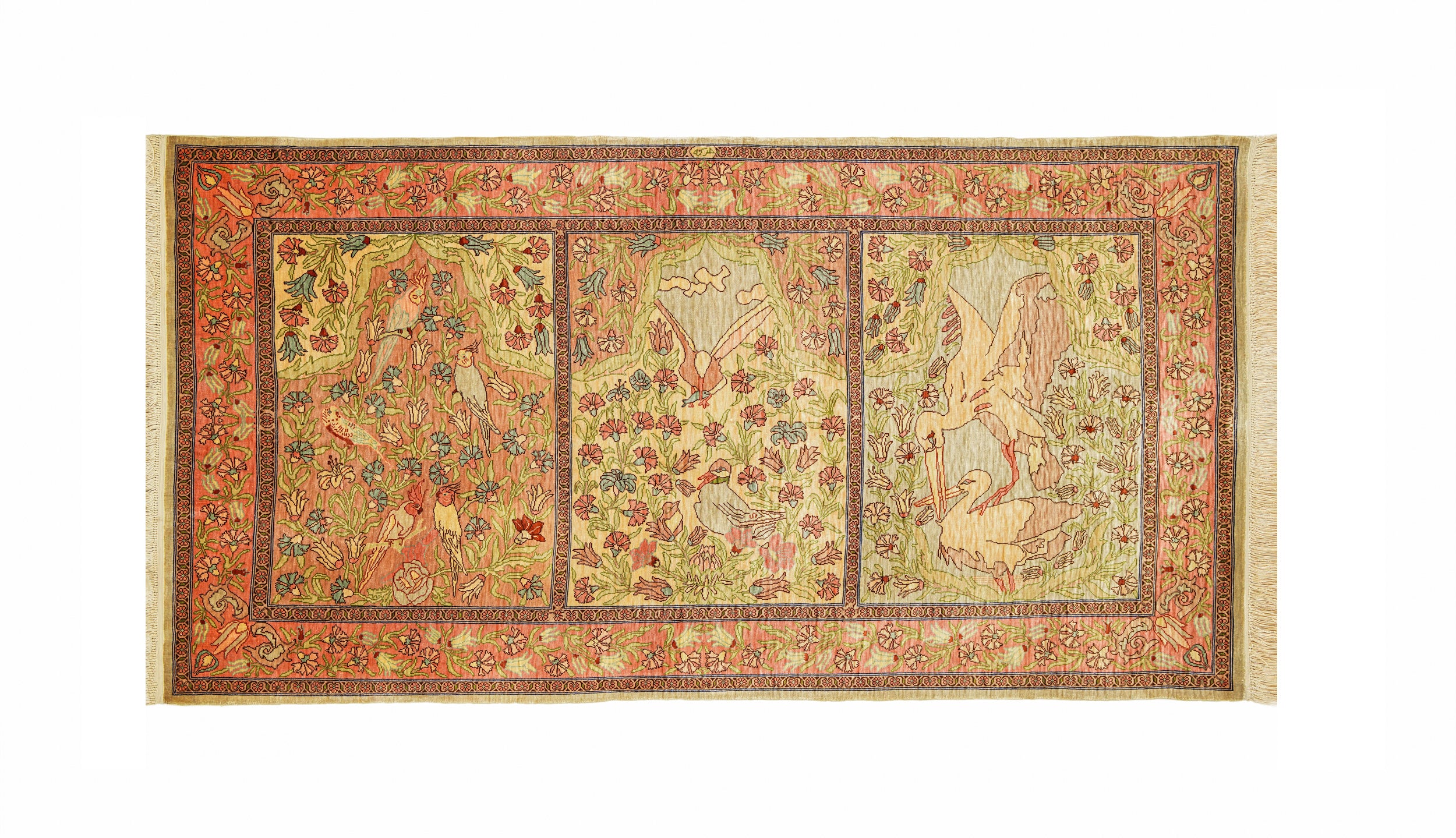 Vintage Turkish Silk Hereke Rug 4'1" x 2'1"