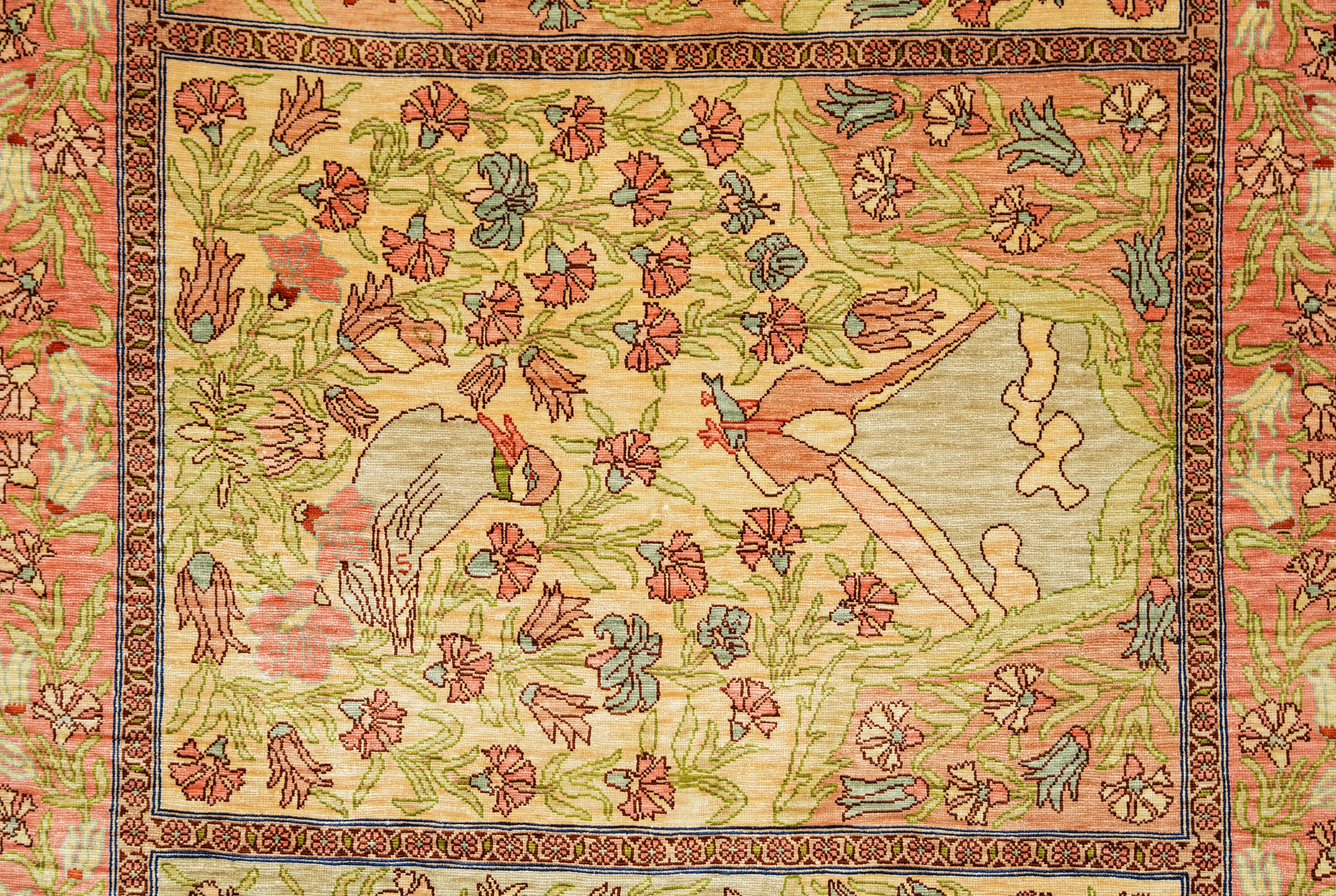 Vintage Turkish Silk Hereke Rug 4'1" x 2'1"