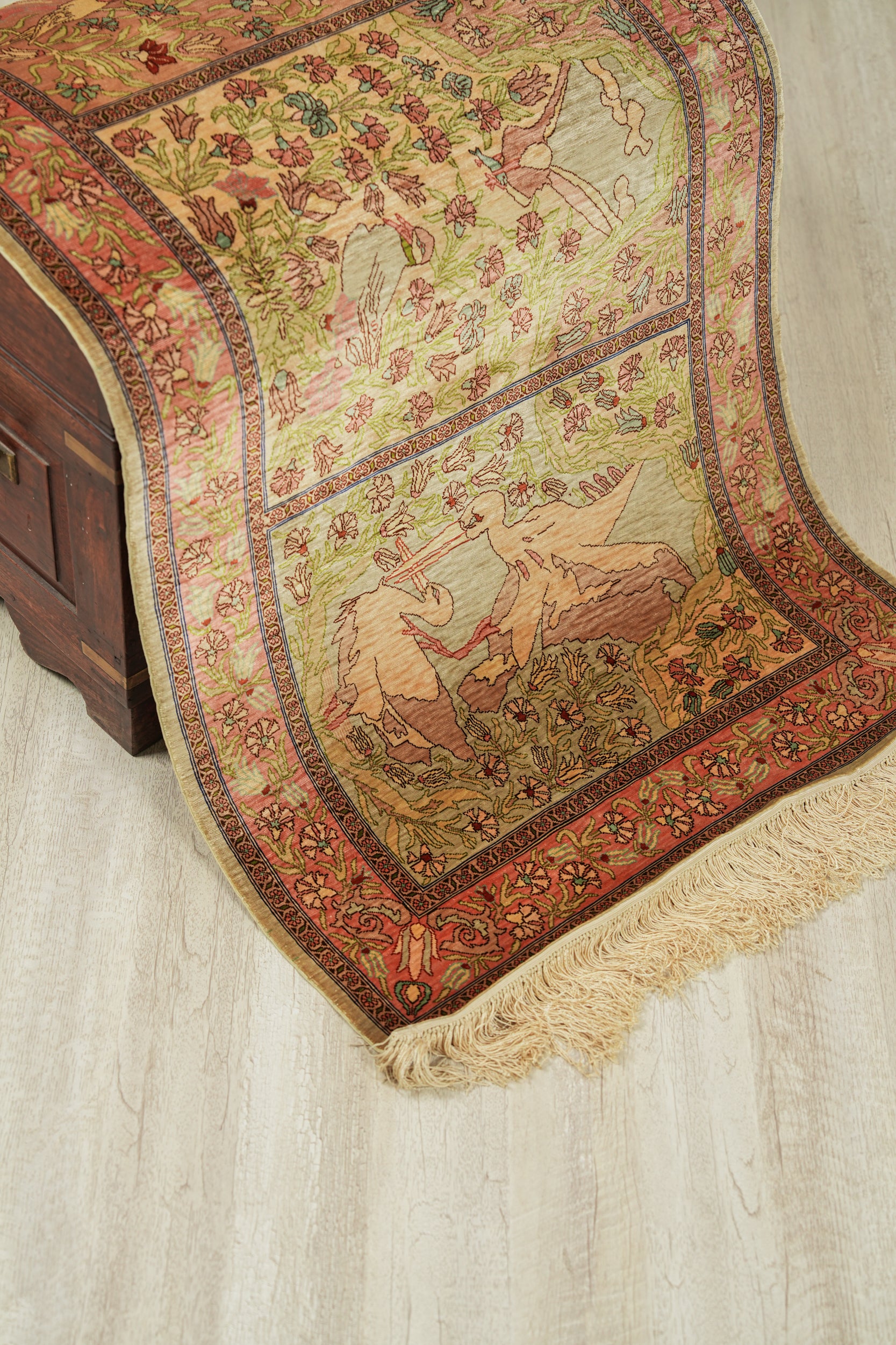Vintage Turkish Silk Hereke Rug 4'1" x 2'1"