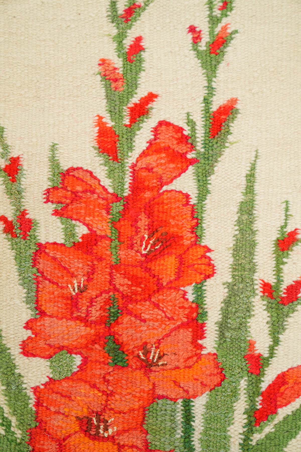 Vintage Scandinavian Floral Tapestry 2'5" x 1'3"