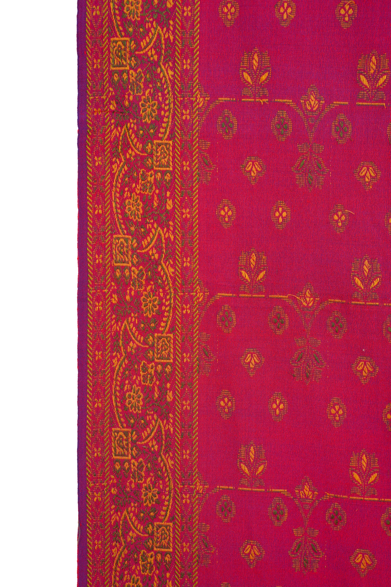 Vintage Indian Jamawar Silk Shawl textile 7'10" x 3'2"