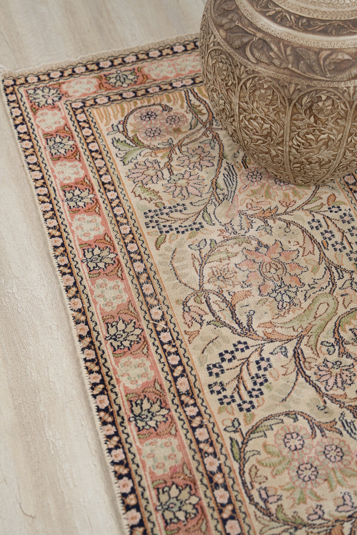 Vintage Kashmiri Silk Rug 5'2" x 2'2"
