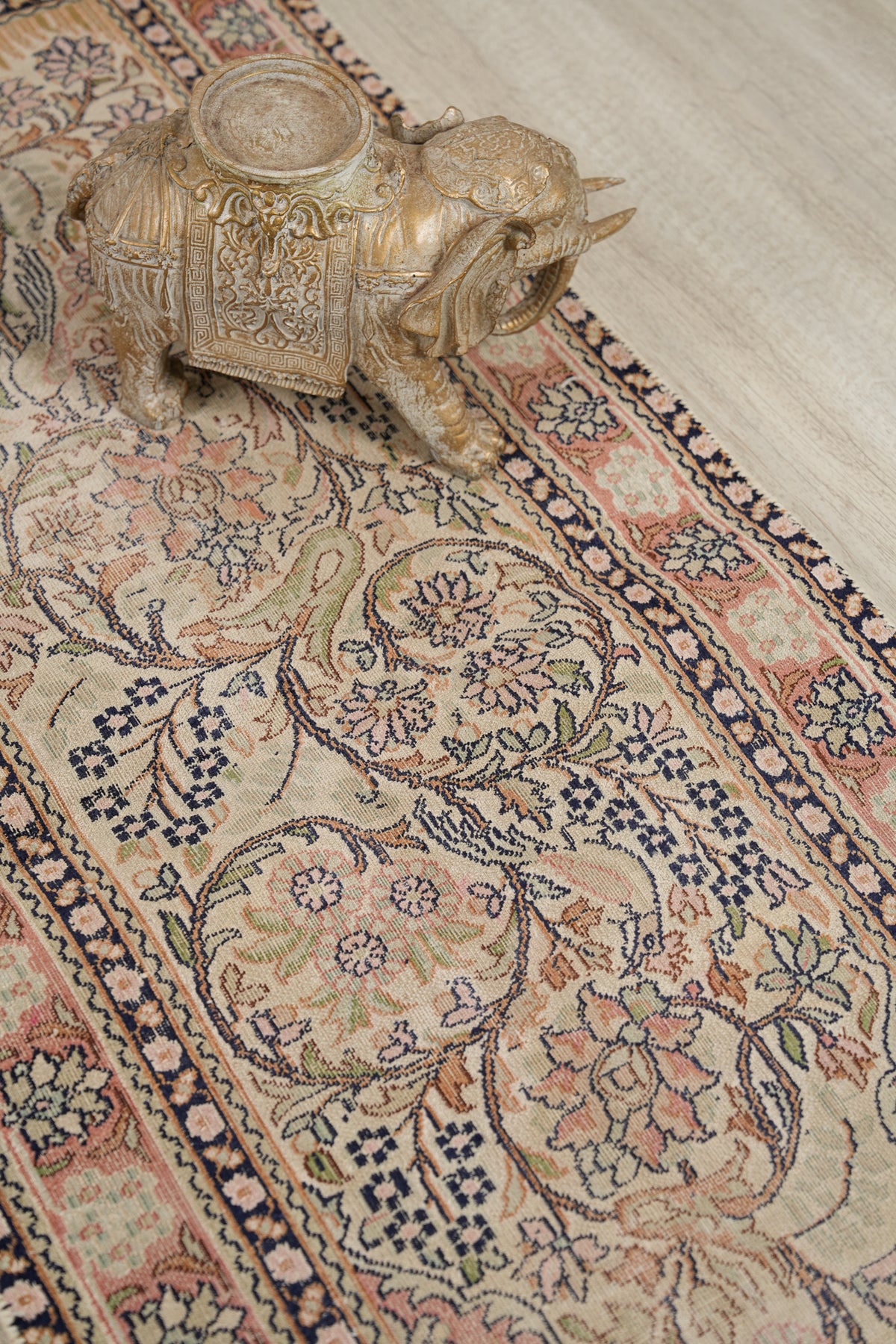 Vintage Kashmiri Silk Rug 5'2" x 2'2"