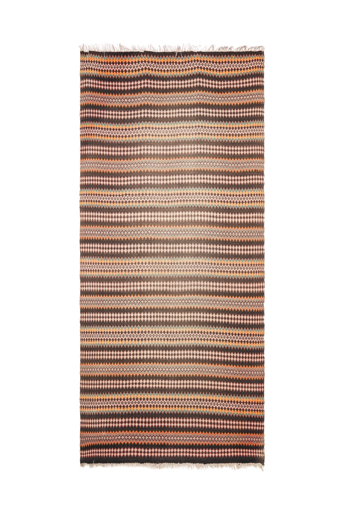 Vintage Scandinavian Bound weave Krokbragd kilim 7'8" x 3'3"