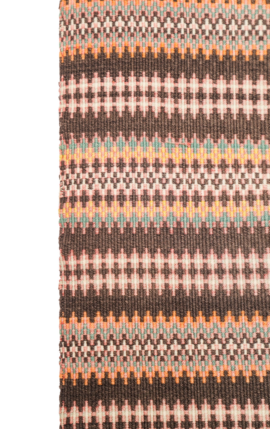 Vintage Scandinavian Bound weave Krokbragd kilim 7'8" x 3'3"