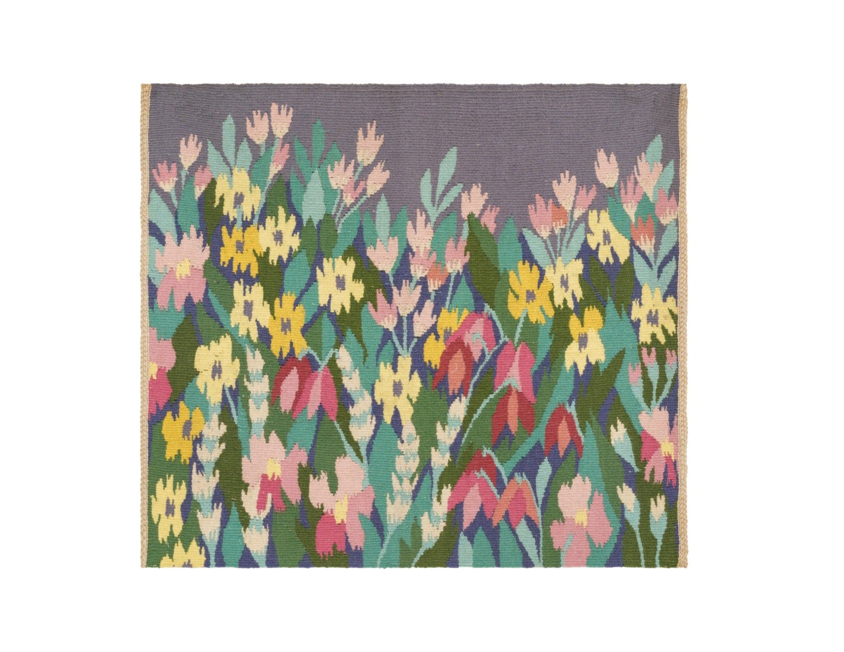 Vintage Floral Scandinavian Tapestry 1'9" x 2'