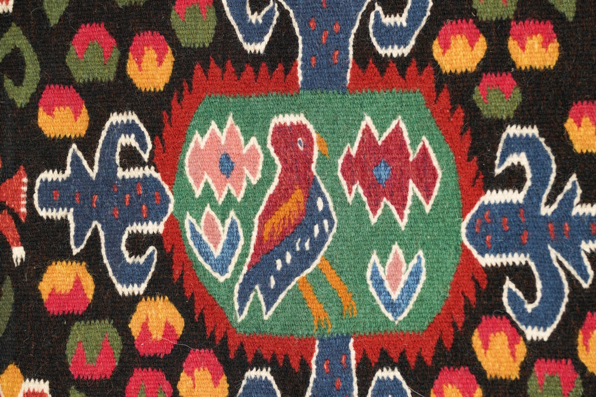 Vintage Swedish Folk Tapesrty 1'9" x 1'9"