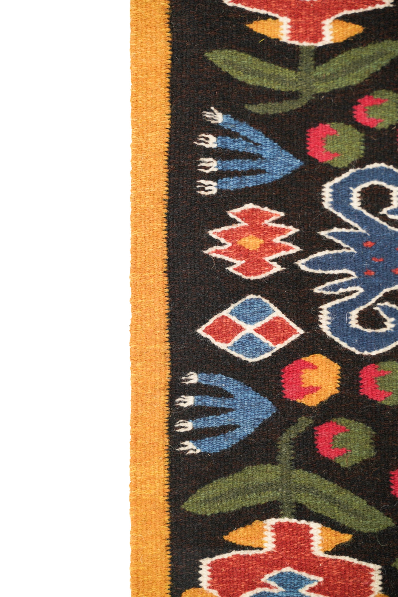 Vintage Swedish Folk Tapesrty 1'9" x 1'9"