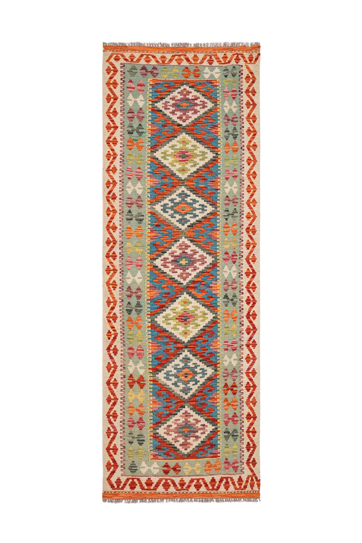 Modern Afghan Kazak hallway kilim 6'8" x 2'5"