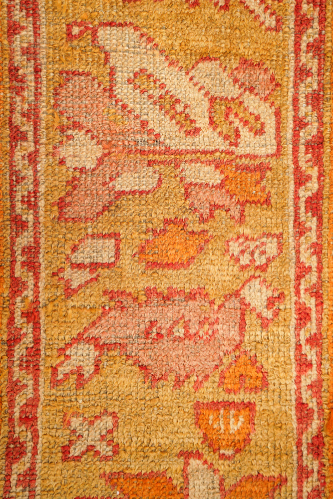 Antique Turkish Oushak Rug Fragment 7'4" x 2'4"
