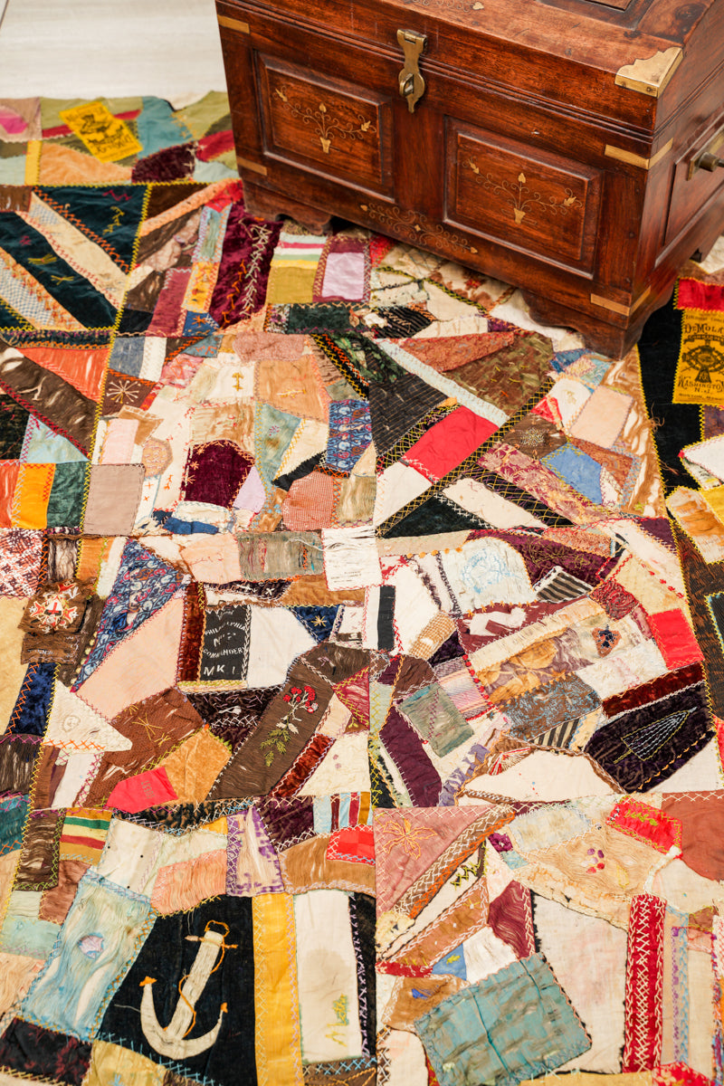Antique American Crazy Quilt 6' x 4'8"
