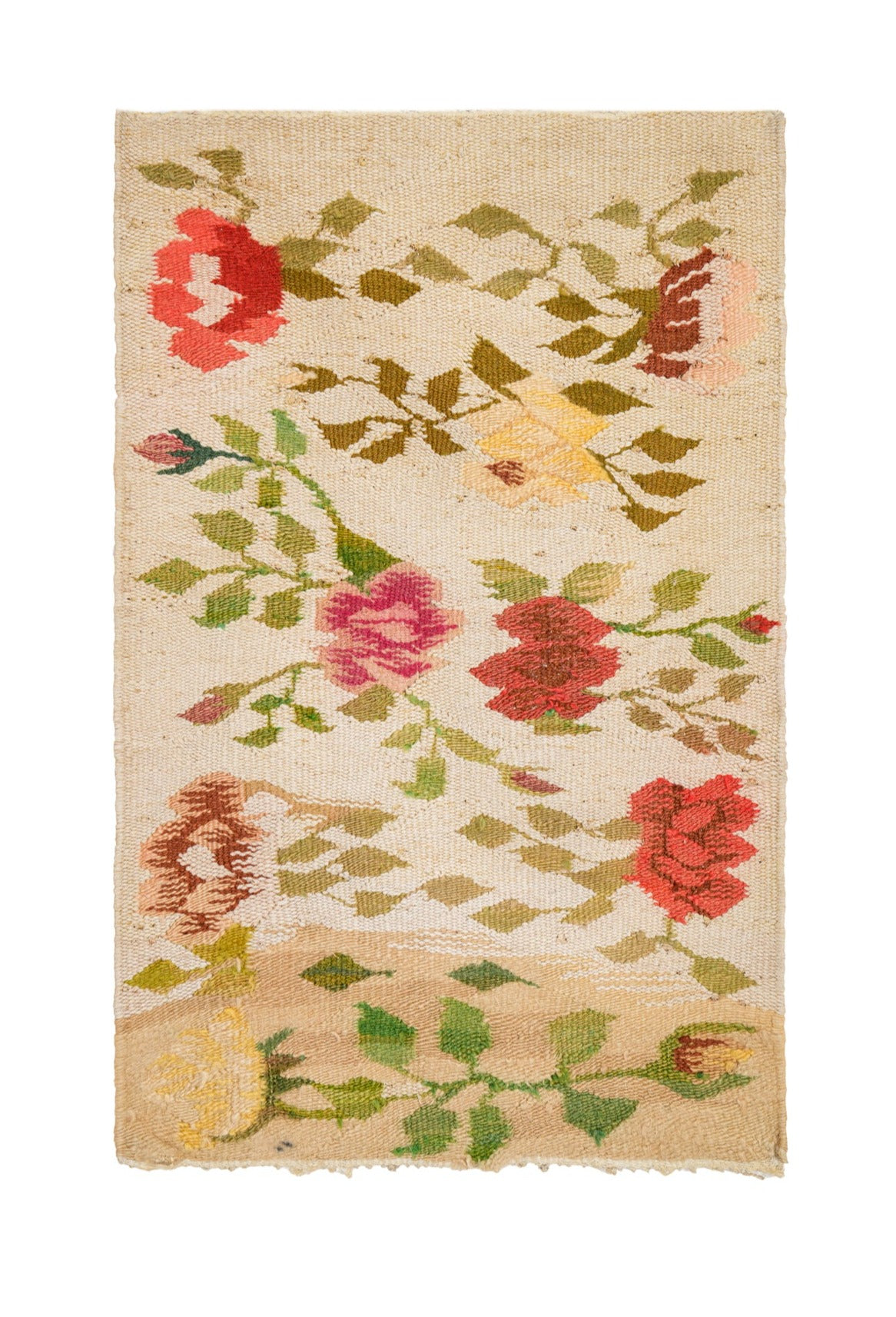 Vintage Scandinavian Floral Kilim 2'7" x 1'8"