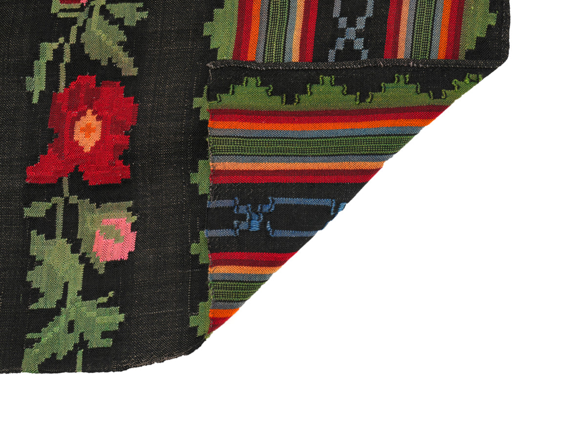 Vintage Romanian Floral Hallway Kilim 11' x 2'2"