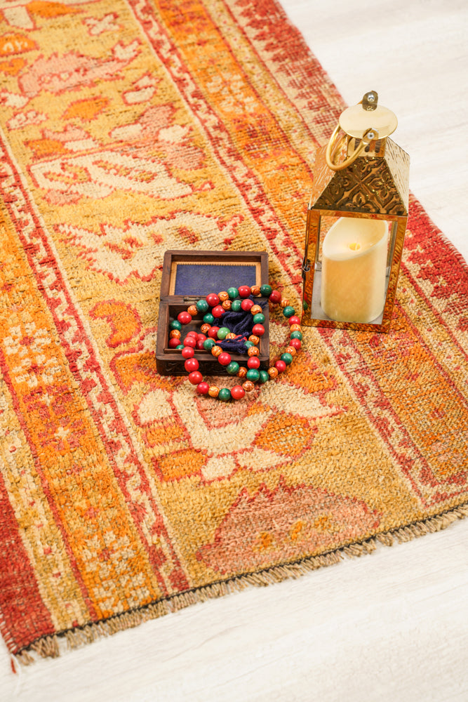 Antique Turkish Oushak Rug Fragment 7'4" x 2'4"