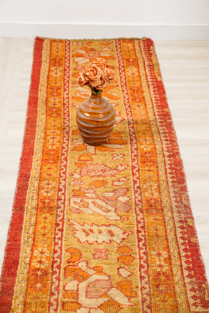 Antique Turkish Oushak Rug Fragment 7'4" x 2'4"