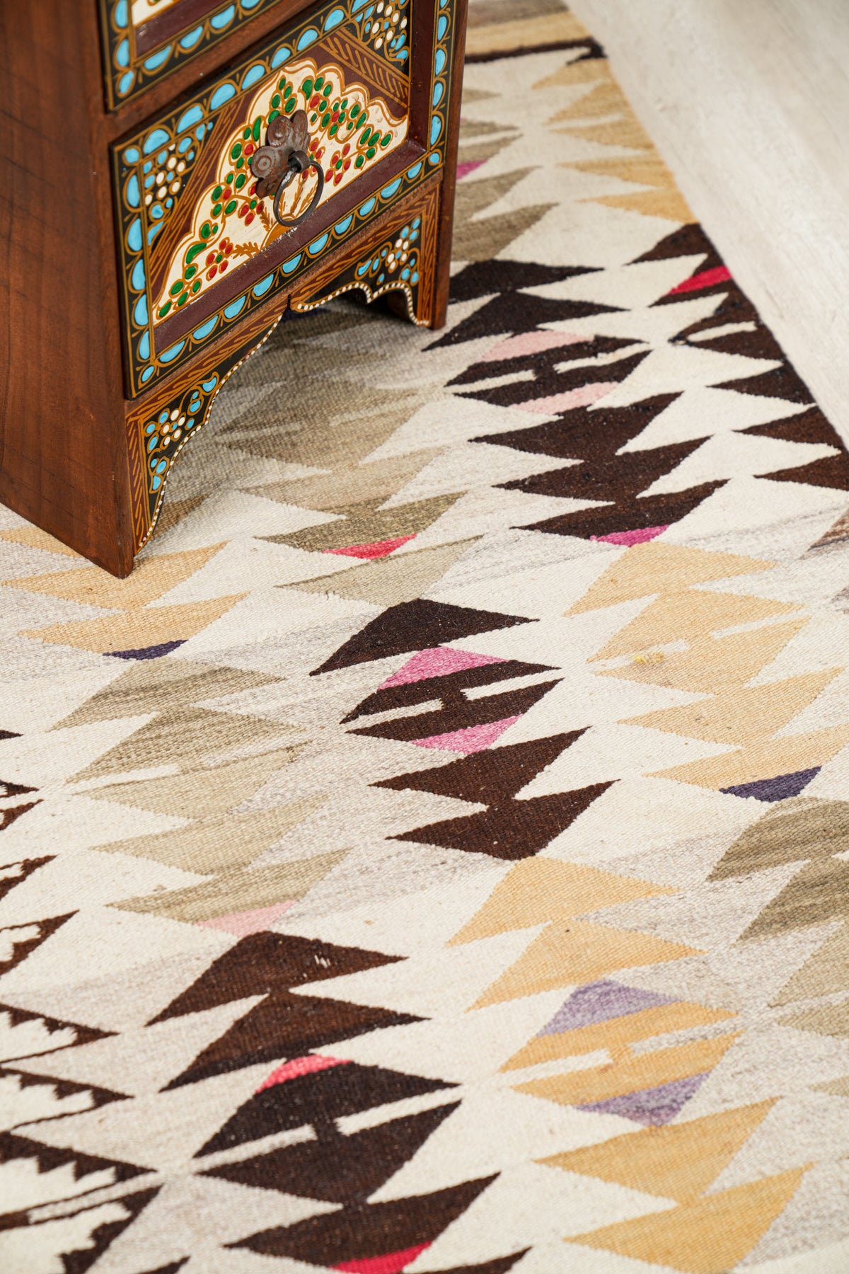 Vintage Scandinavian natural Kilim 6'6" x 2'4"