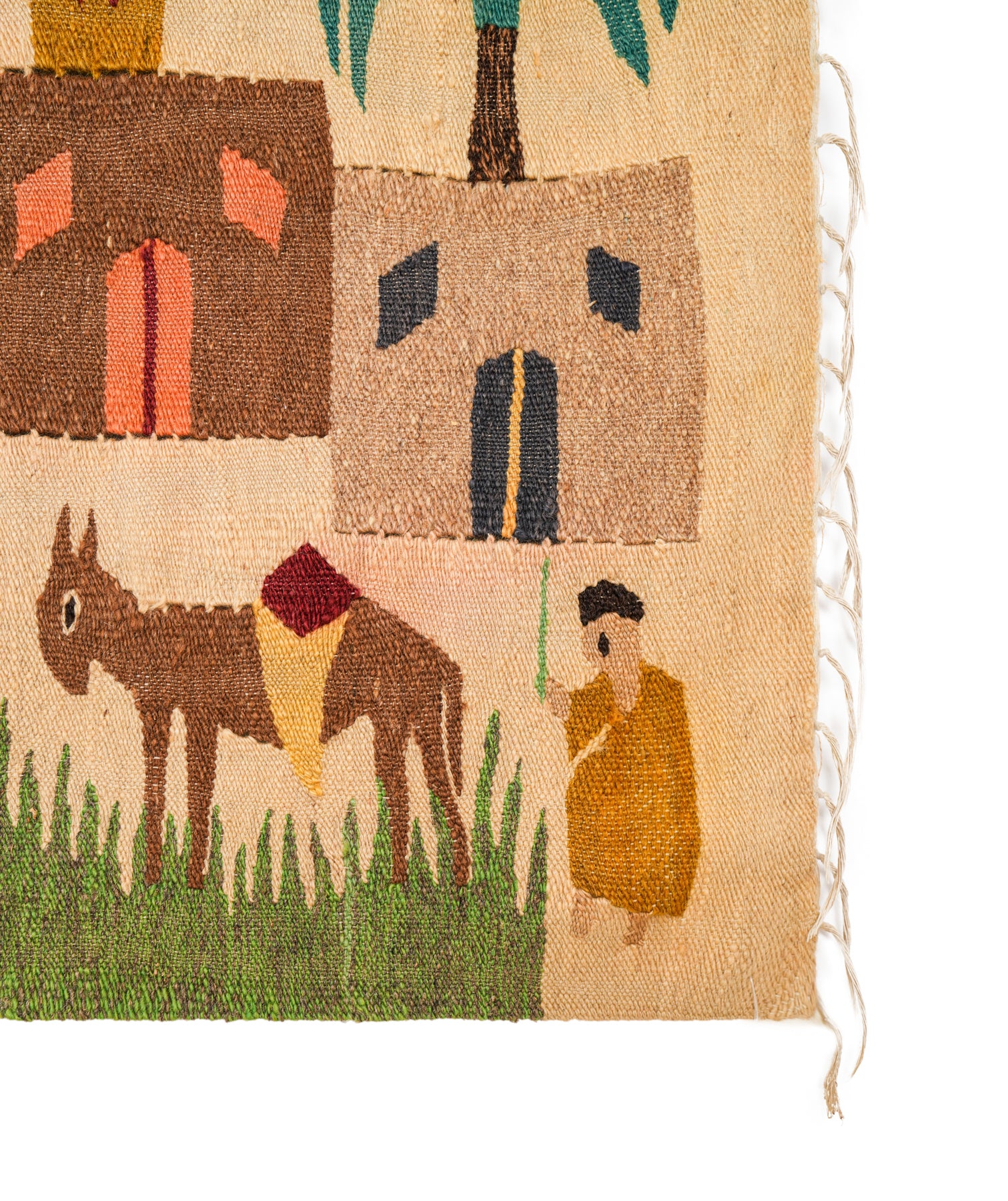 Vintage Egyptian Folk Tapestry 7'8" x 2'3"