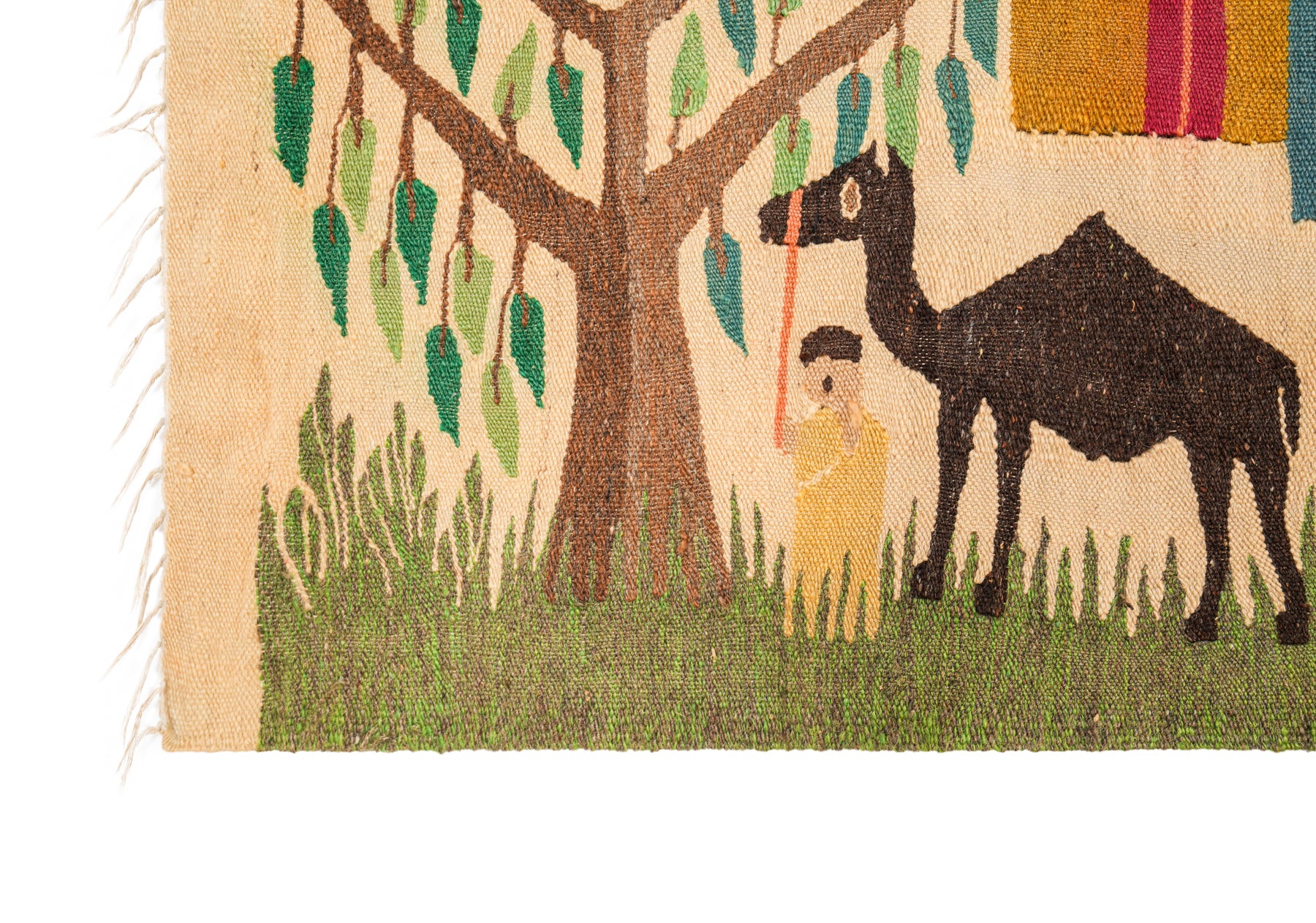 Vintage Egyptian Folk Tapestry 7'8" x 2'3"