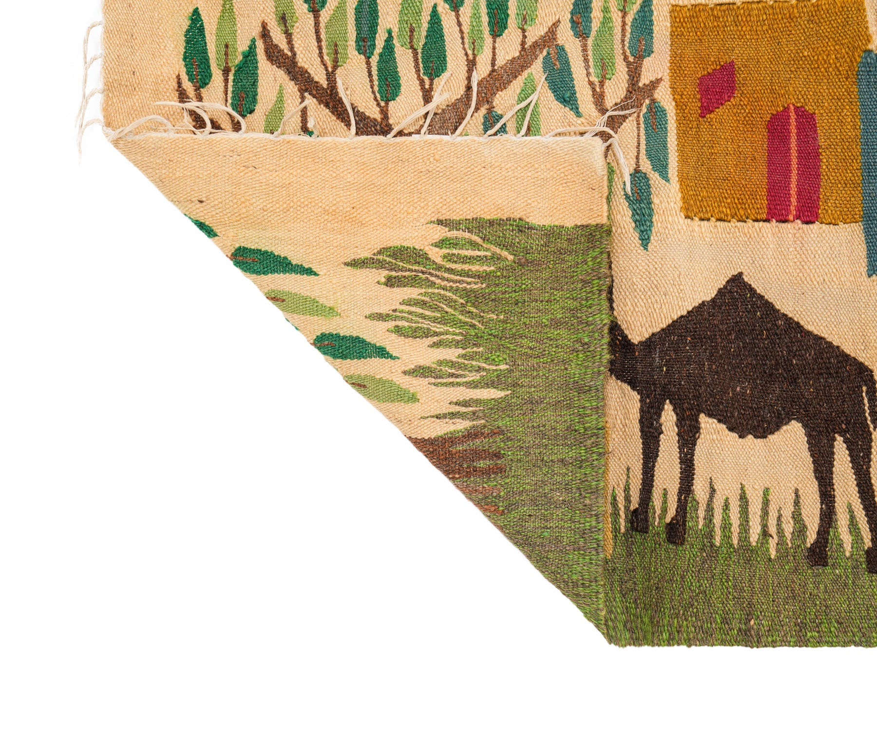 Vintage Egyptian Folk Tapestry 7'8" x 2'3"