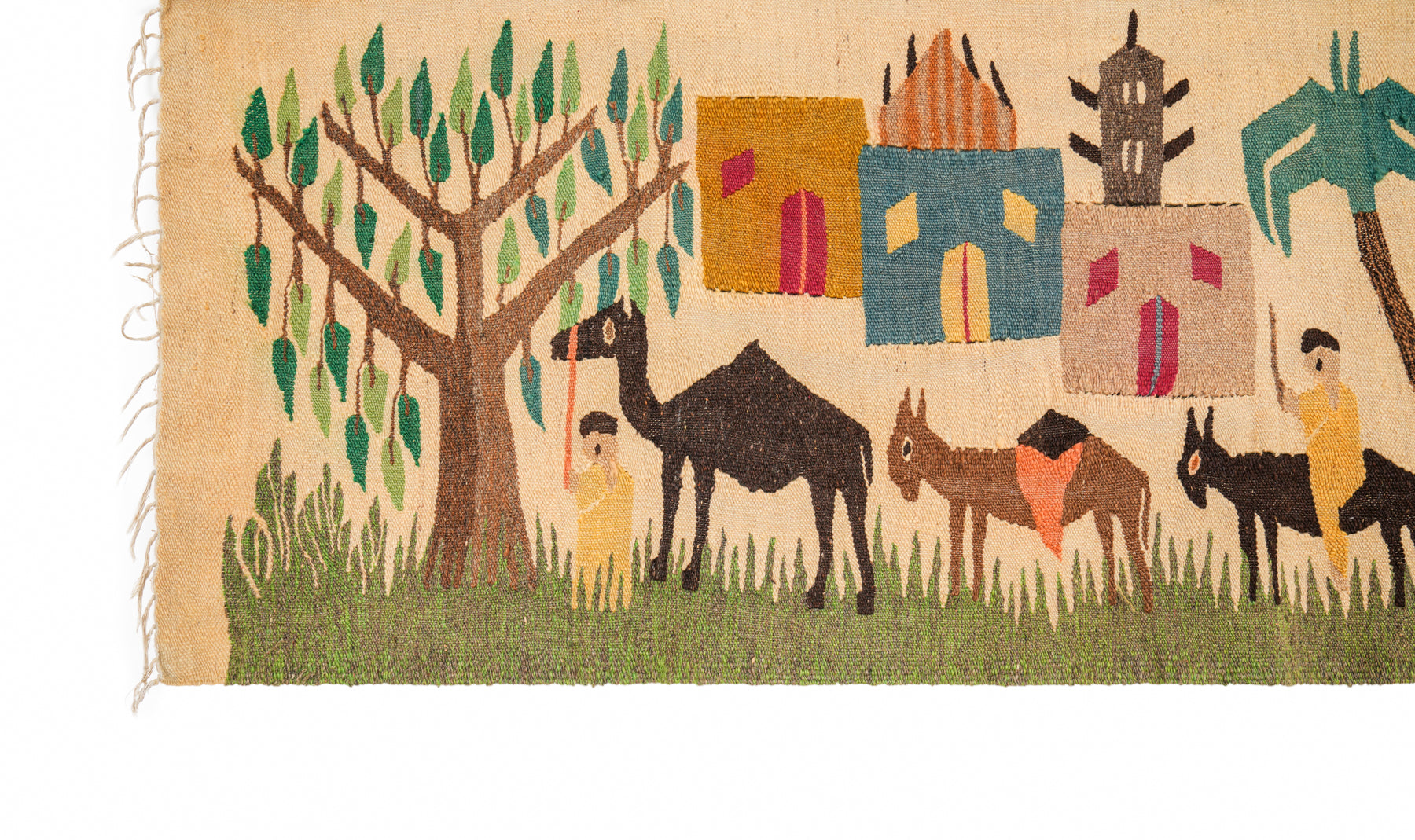 Vintage Egyptian Folk Tapestry 7'8" x 2'3"