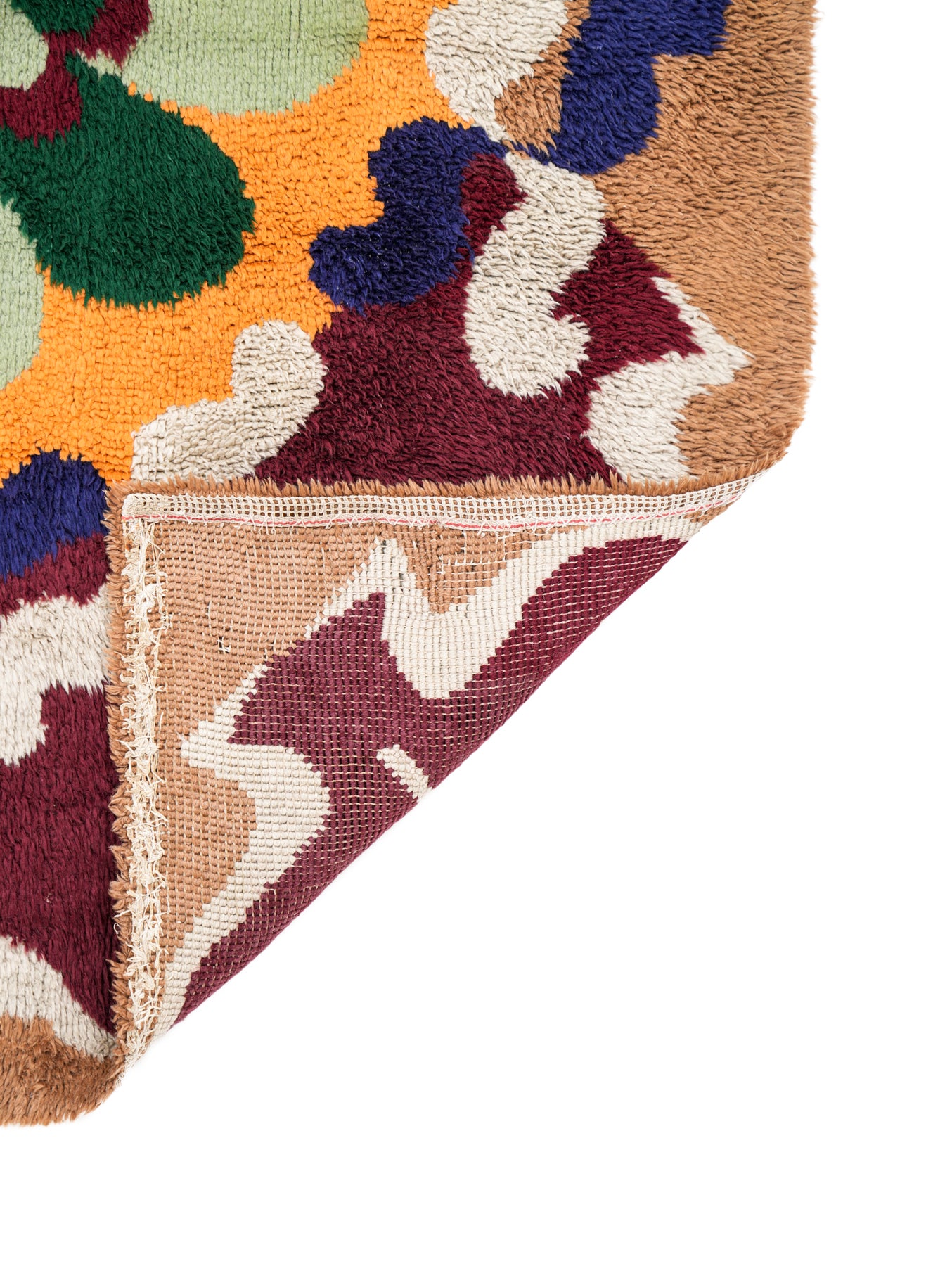 Vintage Scandinavian Latch Hook Rug 7'7" x 5'10"