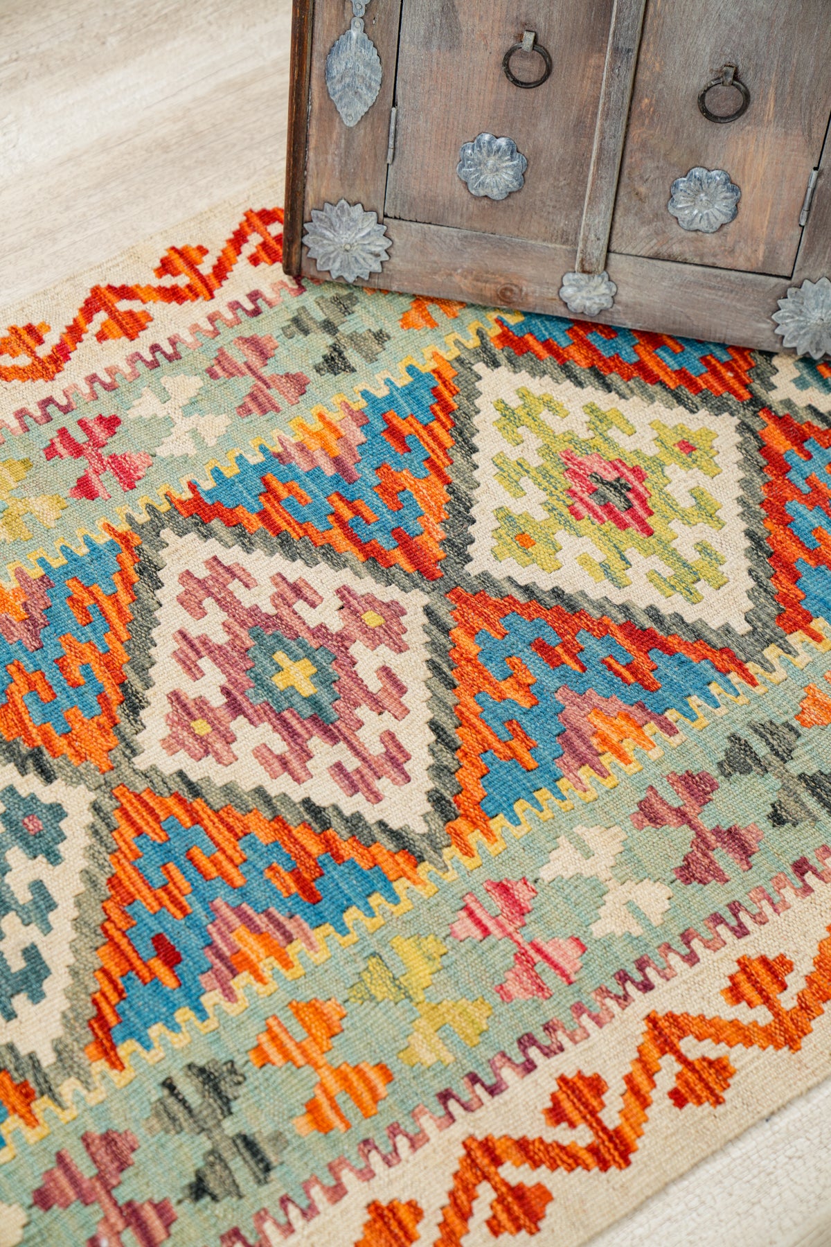 Modern Afghan Kazak hallway kilim 6'8" x 2'5"