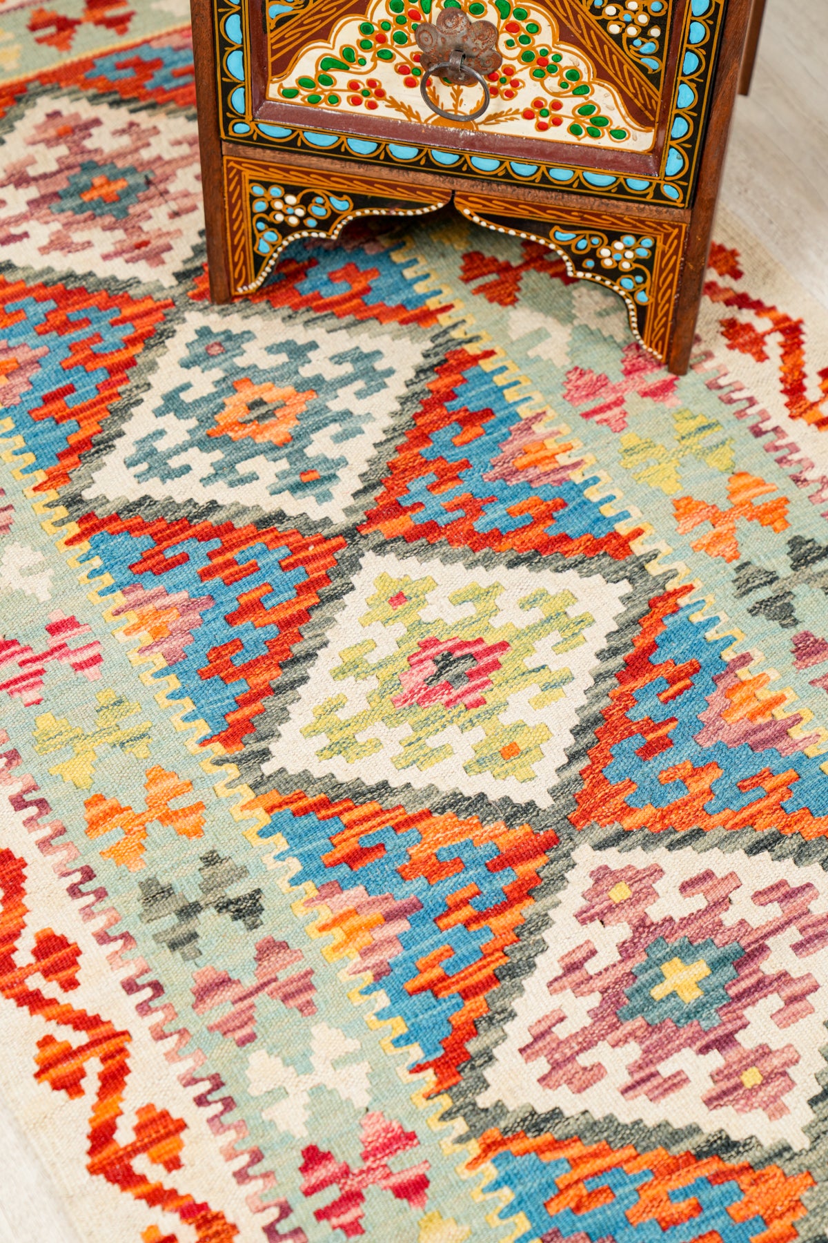 Modern Afghan Kazak hallway kilim 6'8" x 2'5"