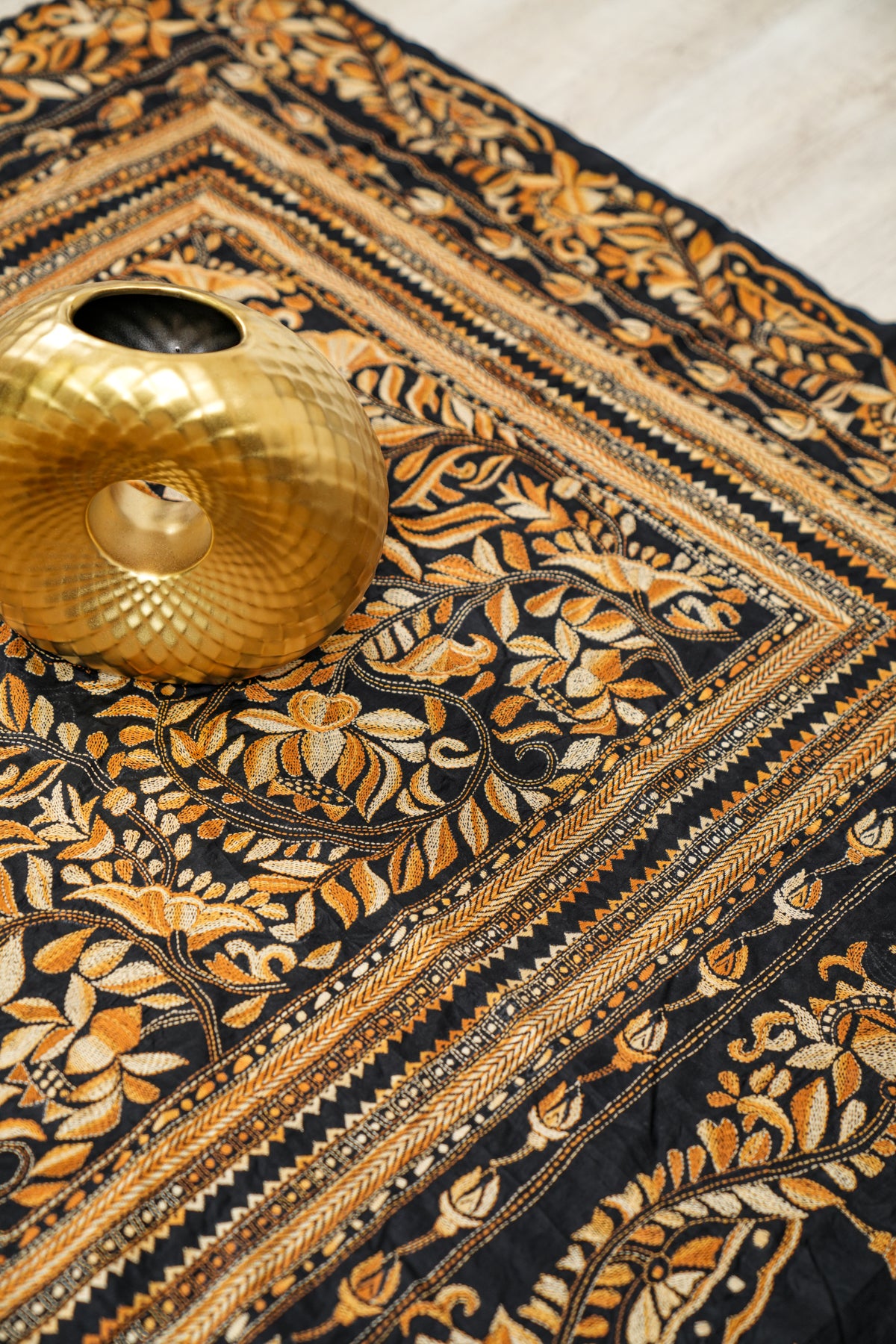 Vintage South ASIAN Needle Embroidery Textile 3'7" x 3'5"