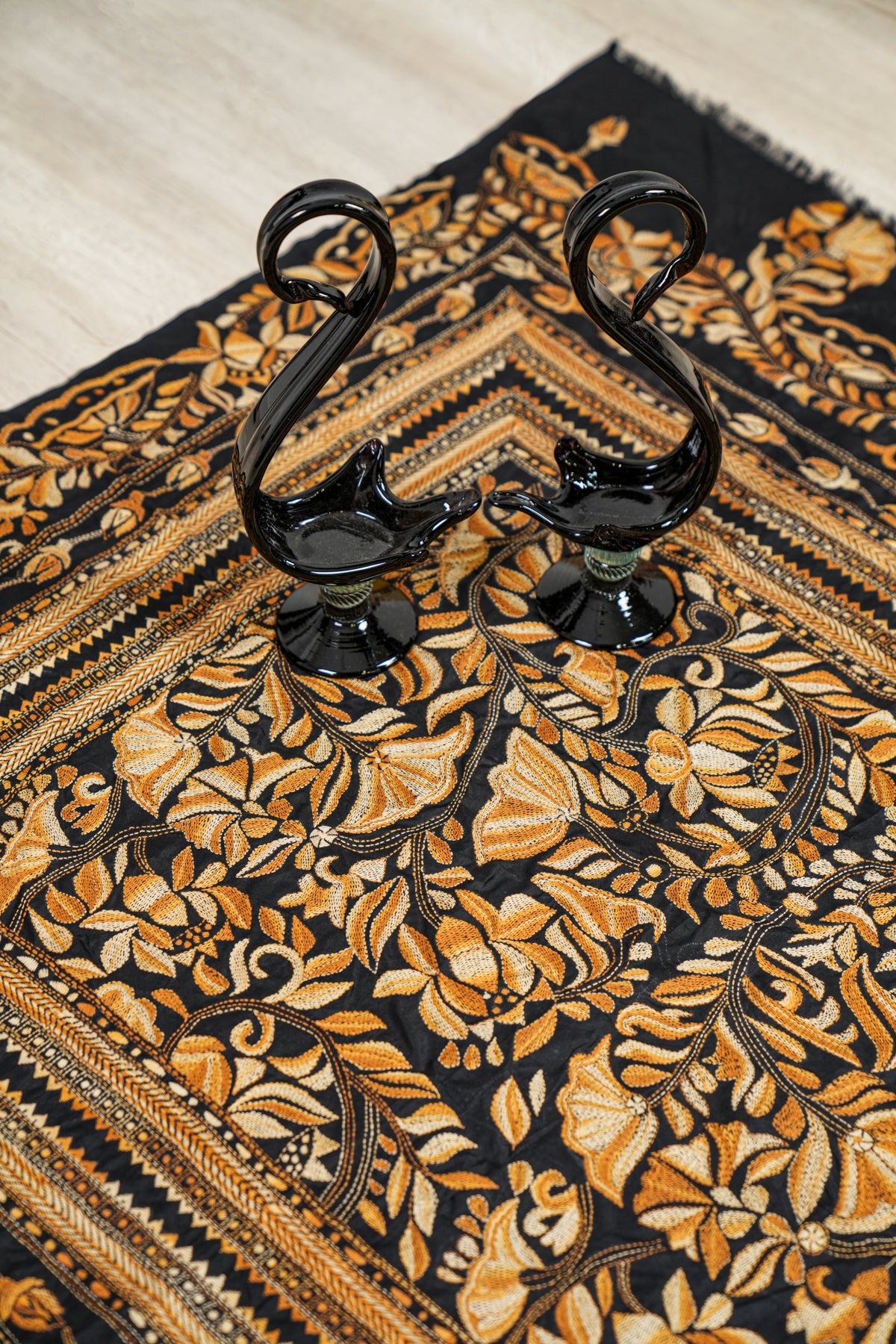 Vintage South ASIAN Needle Embroidery Textile 3'7" x 3'5"