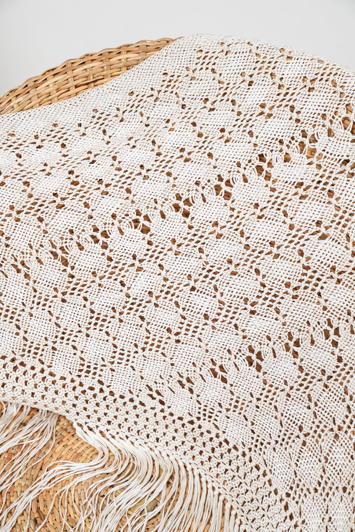 Vintage European Silk Macramé Textile 4'8" x 2'5"