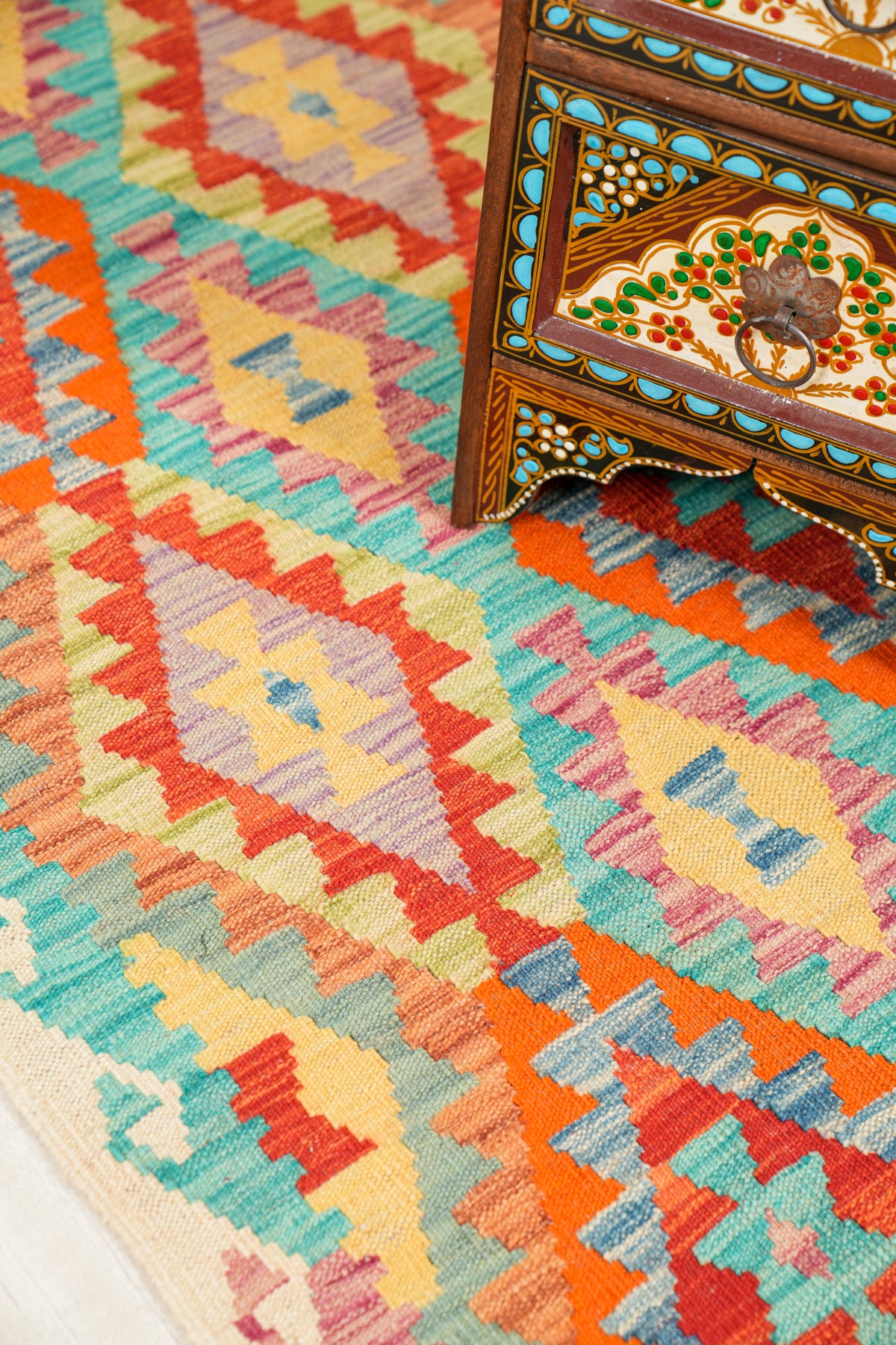 contemporary Kazak hallway Kilim 9'10" x 2'10"