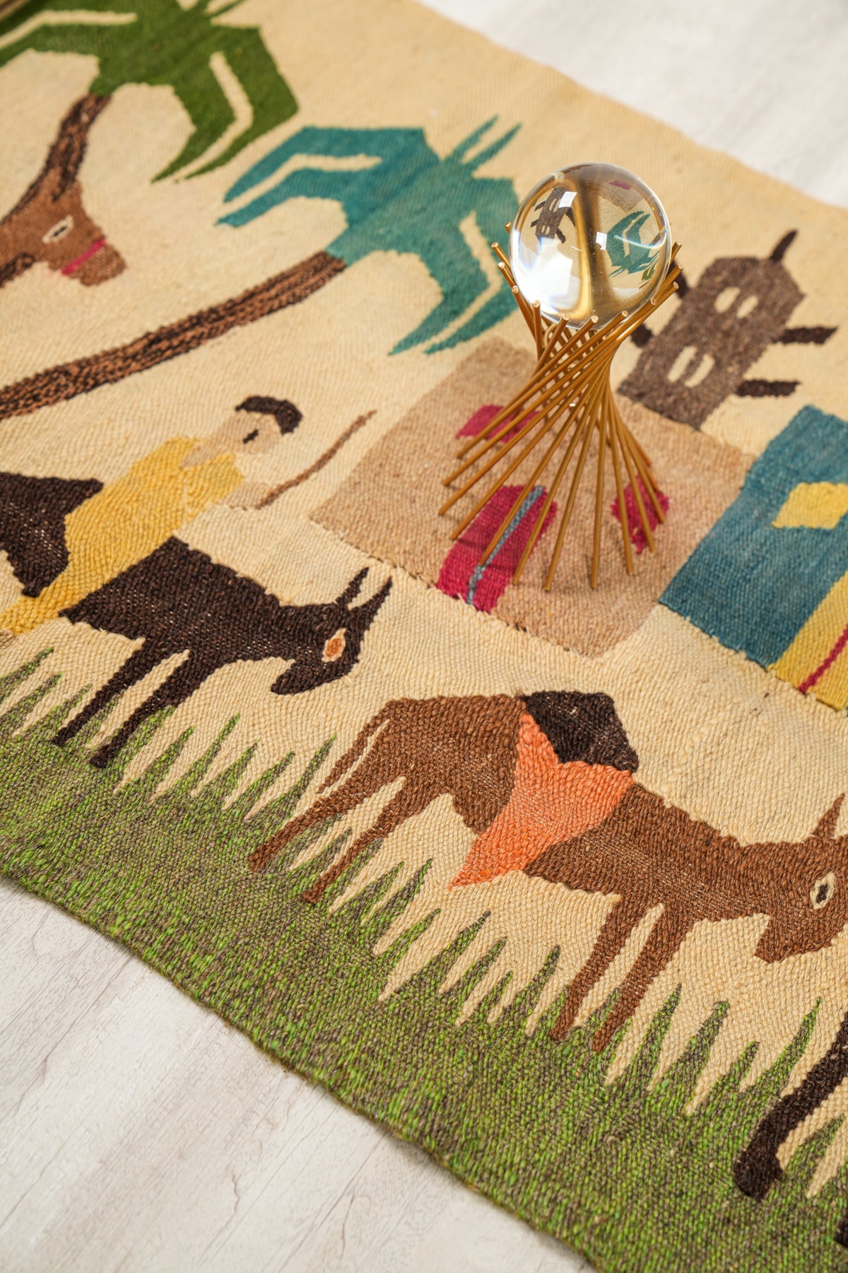 Vintage Egyptian Folk Tapestry 7'8" x 2'3"