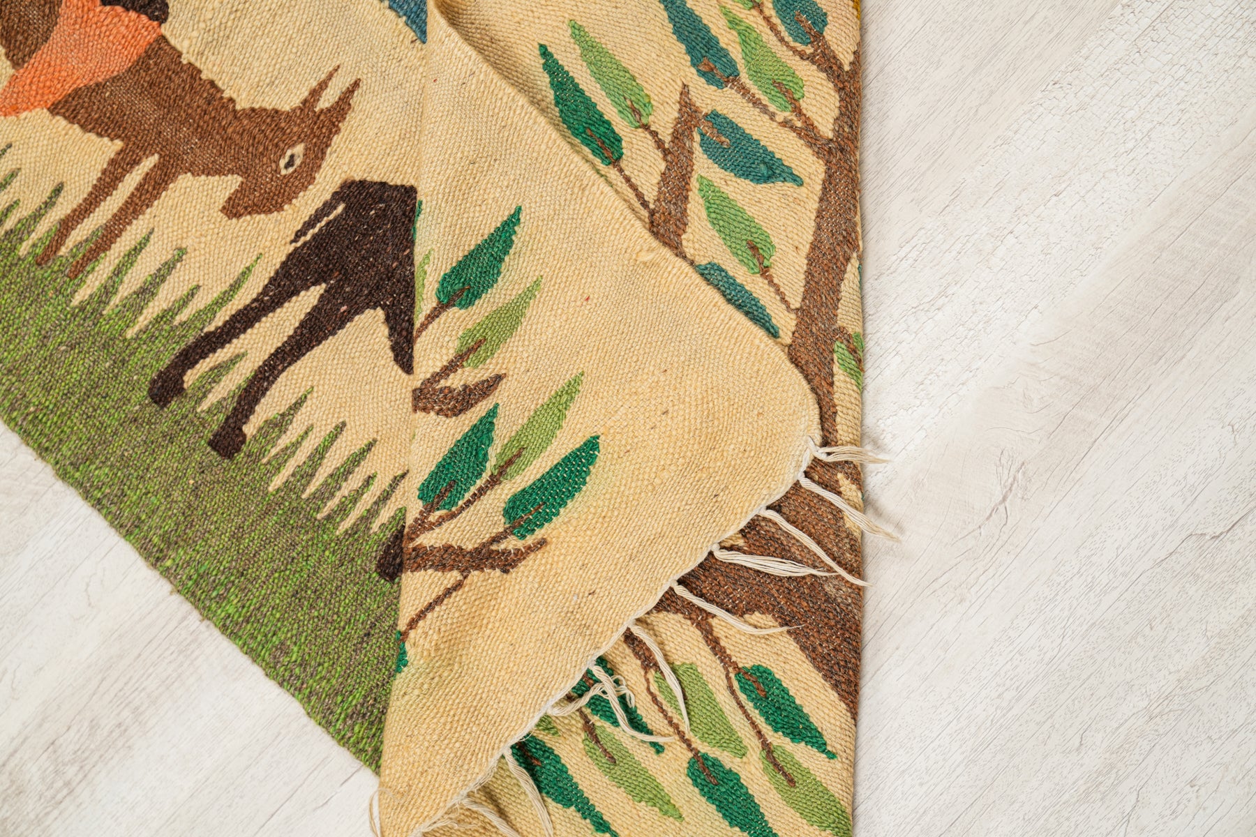 Vintage Egyptian Folk Tapestry 7'8" x 2'3"