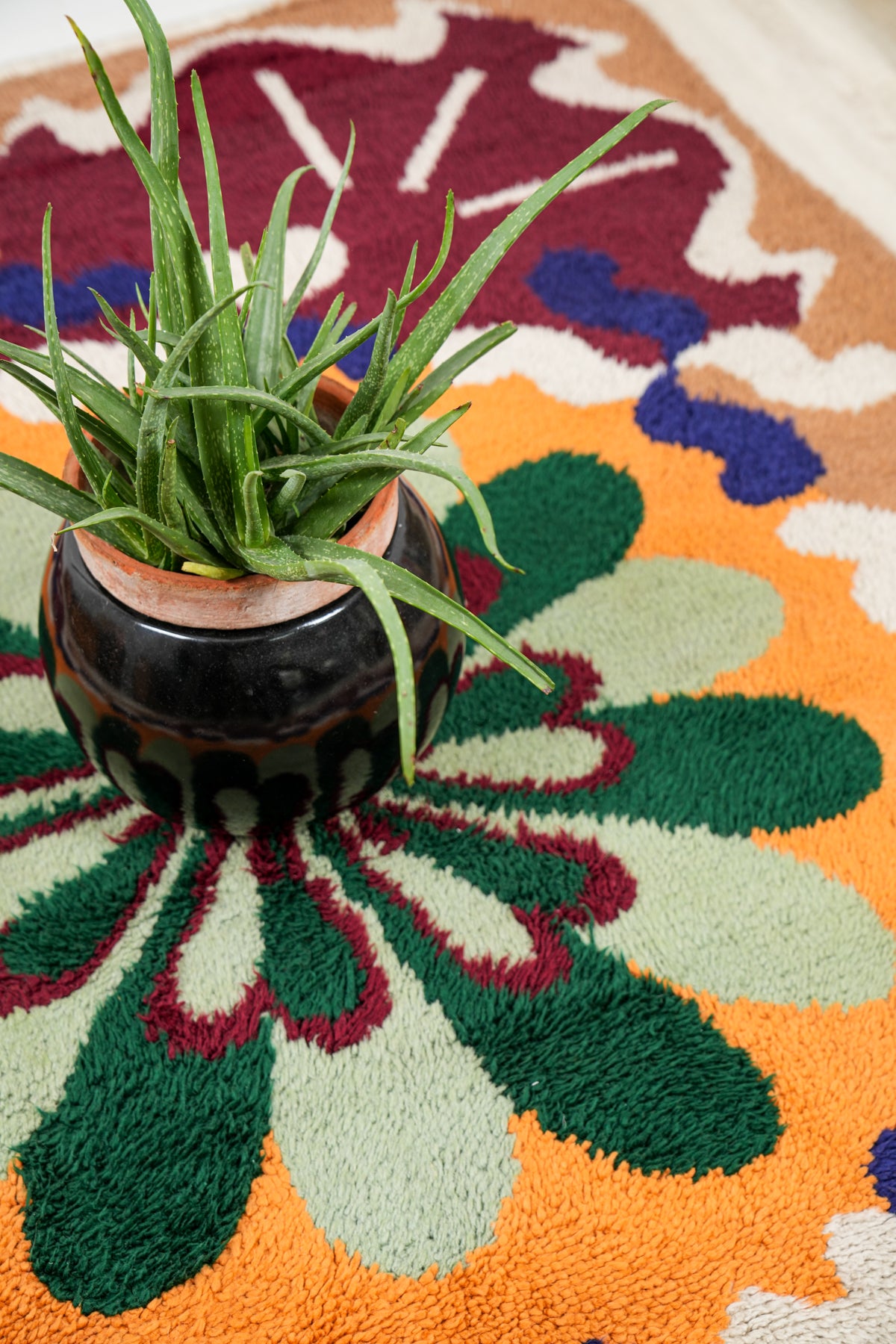 Vintage Scandinavian Latch Hook Rug 7'7" x 5'10"