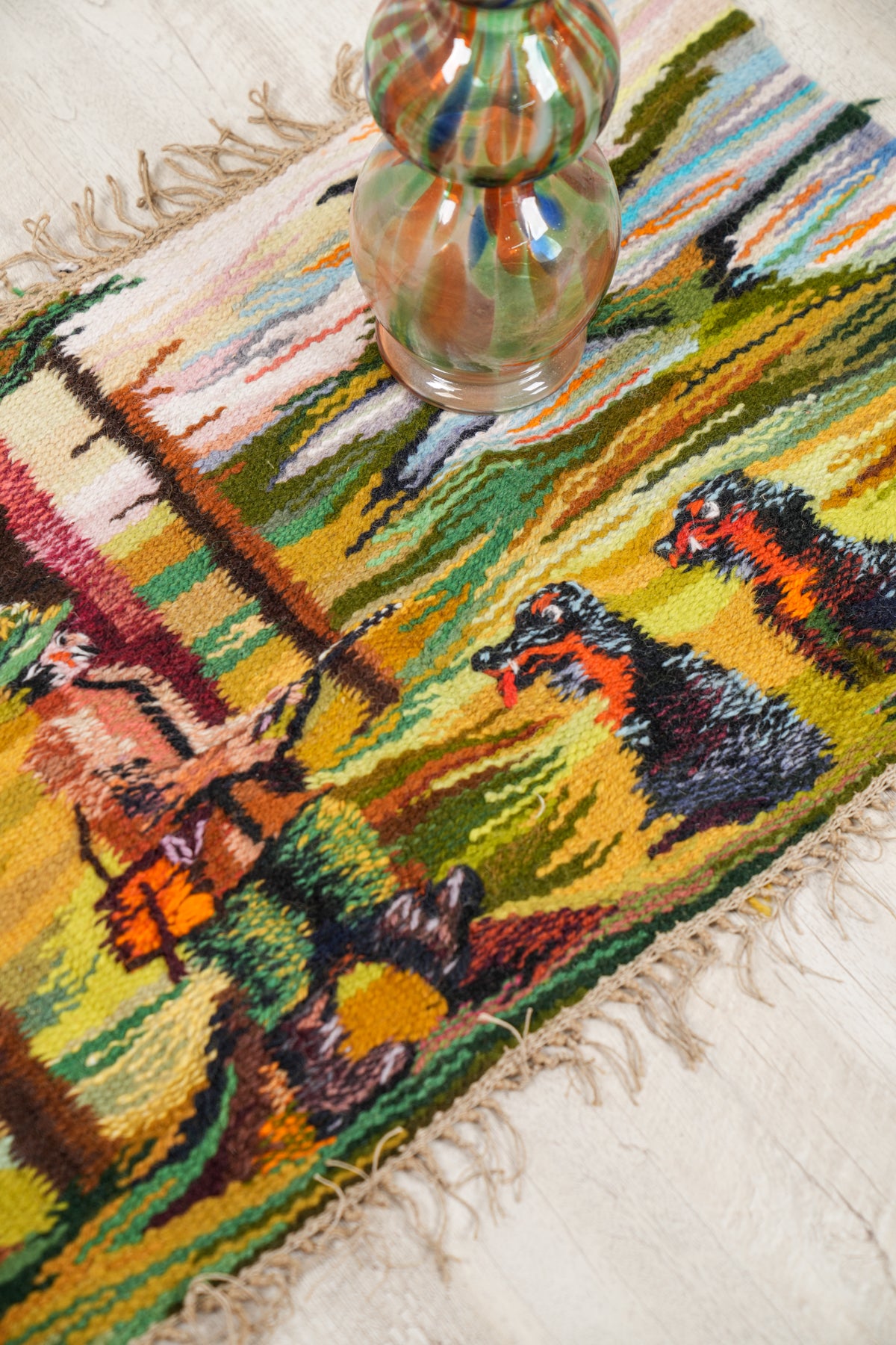 Vintage Scandinavian tapestry 2'5" x 1'5"